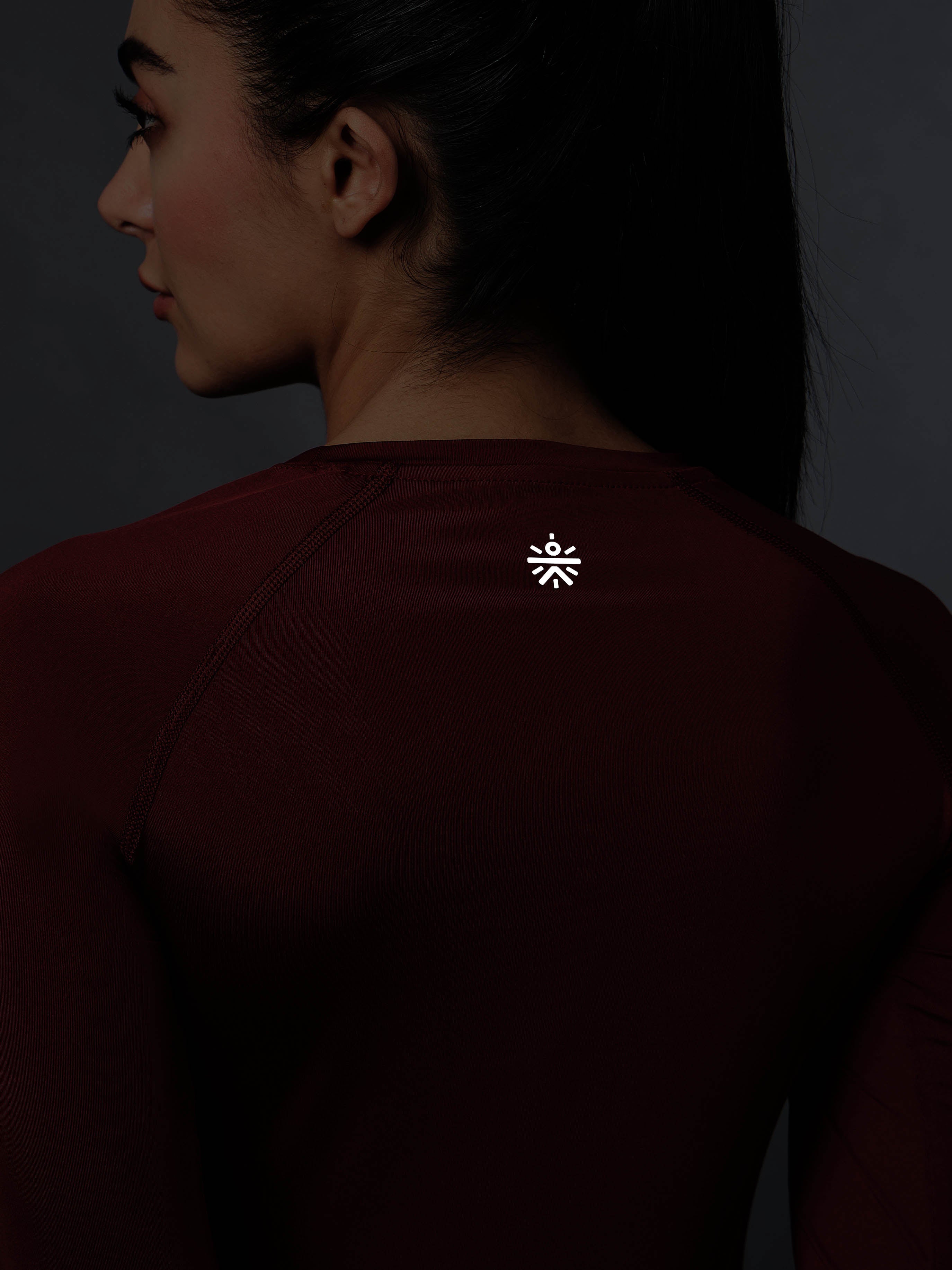 Women's Base Layer Maroon Compression Running Top
