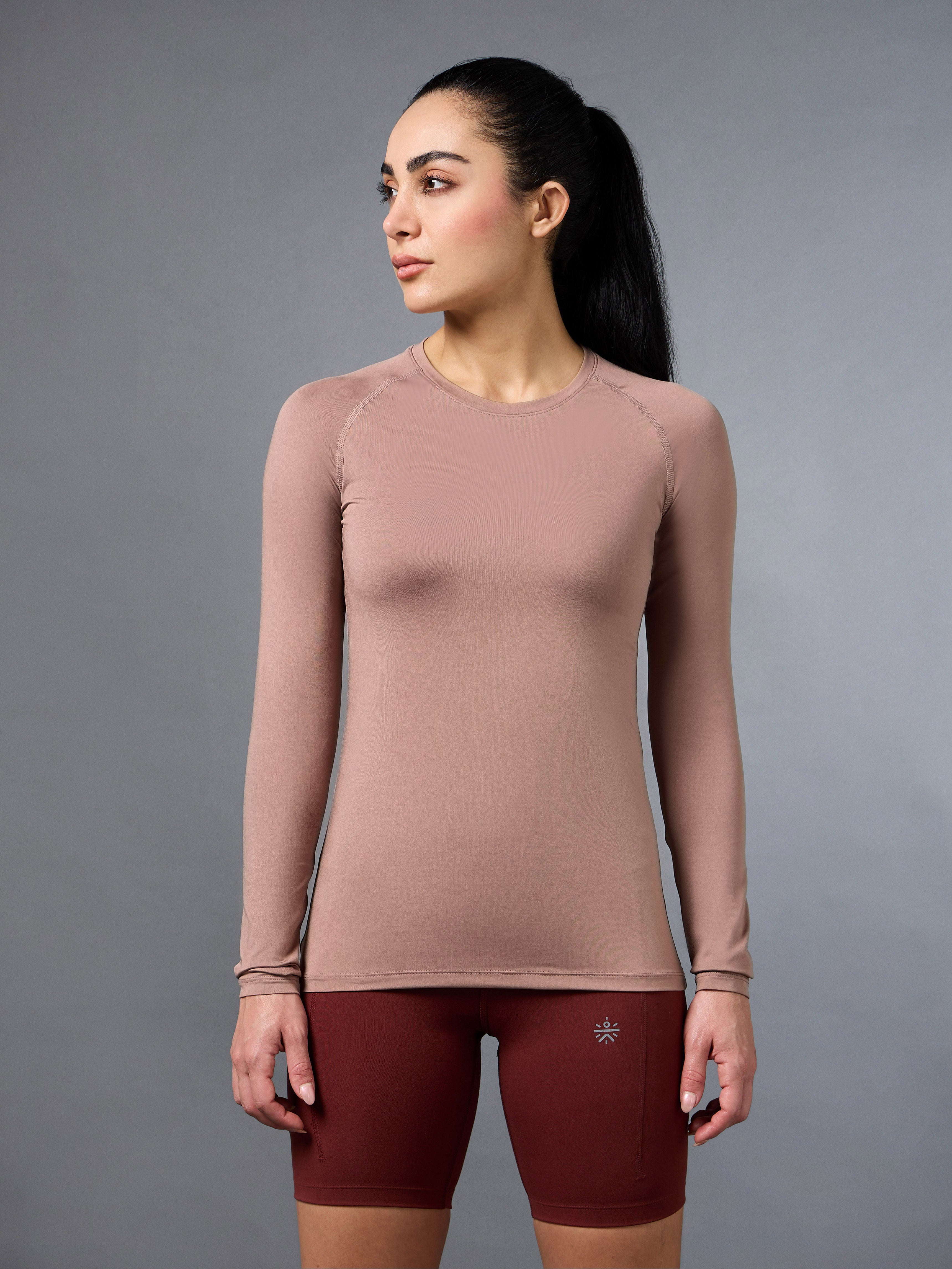 Women's Base Layer Pink Compression Running Top