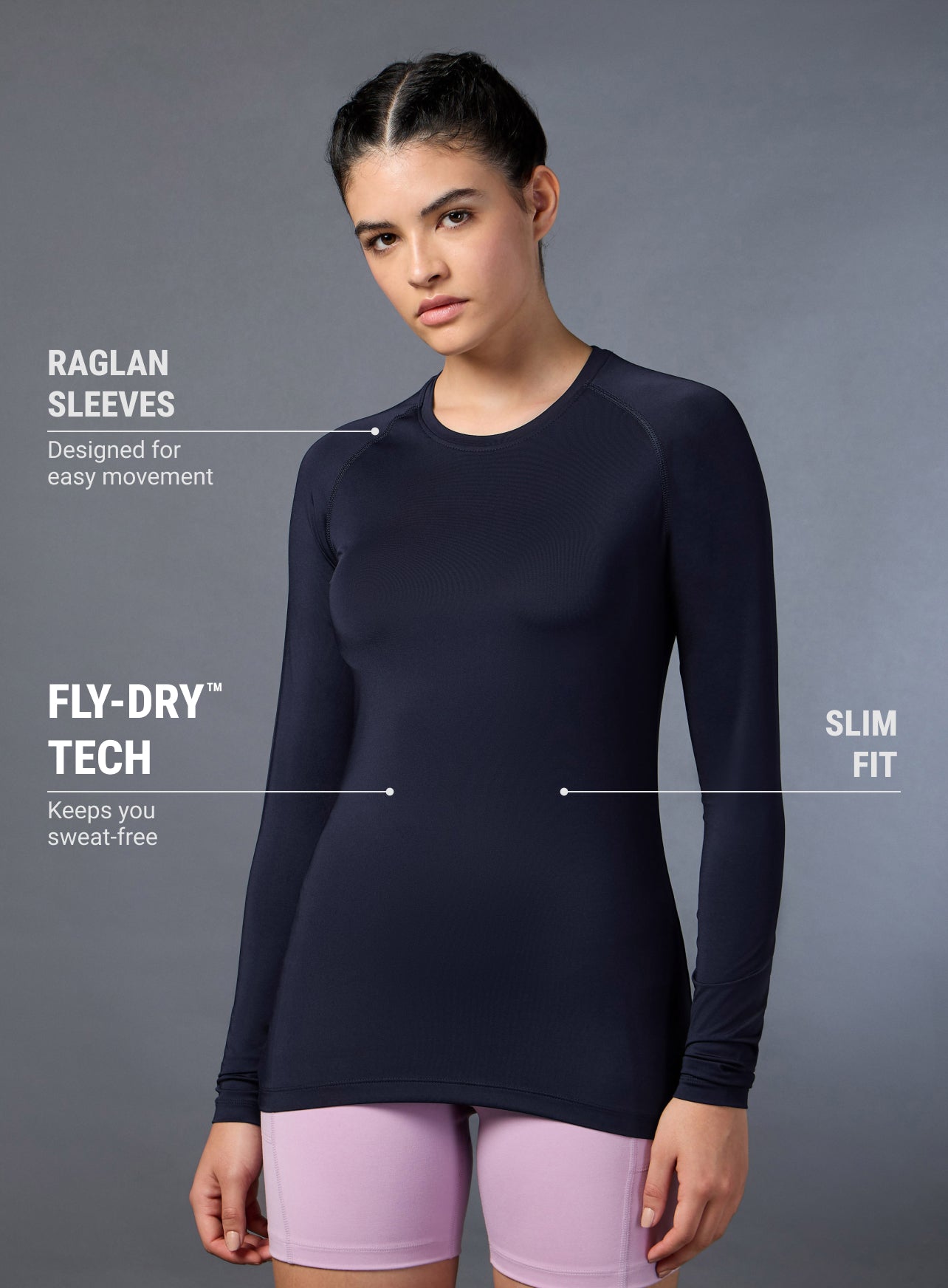 Women's Base Layer Navy Compression Running Top
