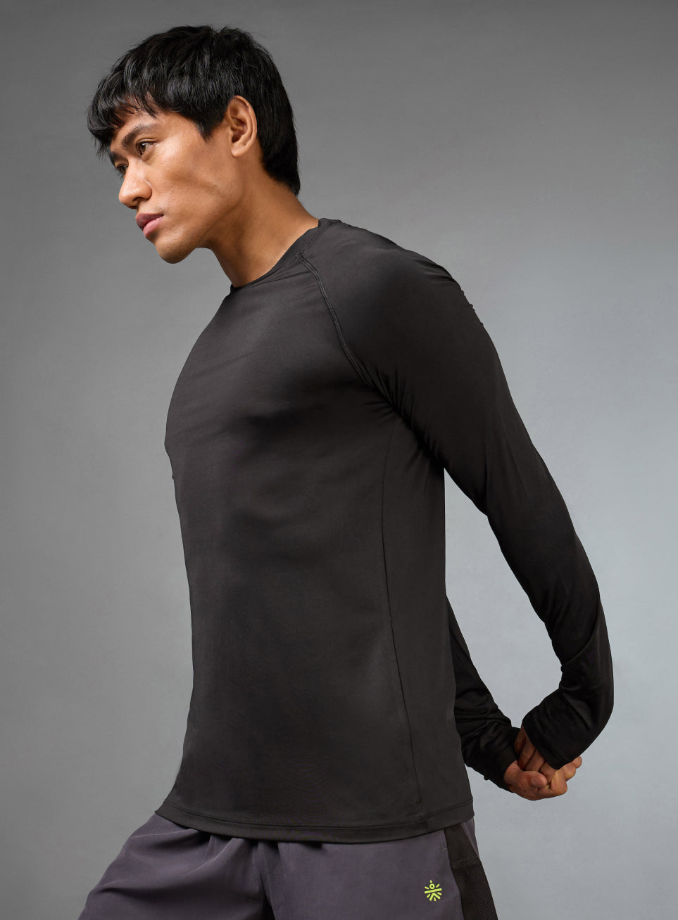 Men's Black Base Layer Run Full Sleeve Slim Fit T-shirt