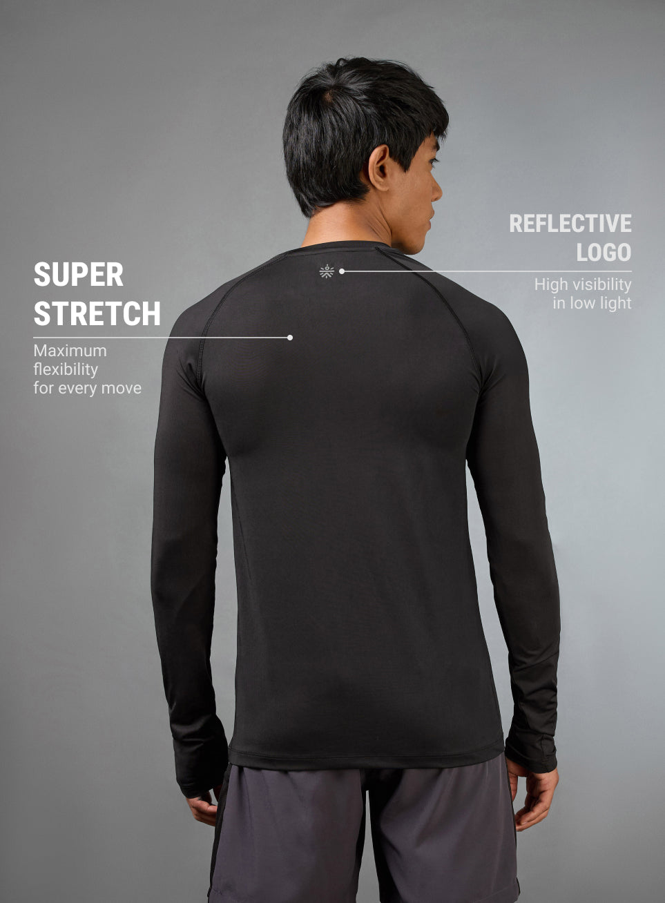 Men's Black Base Layer Run Full Sleeve Slim Fit T-shirt