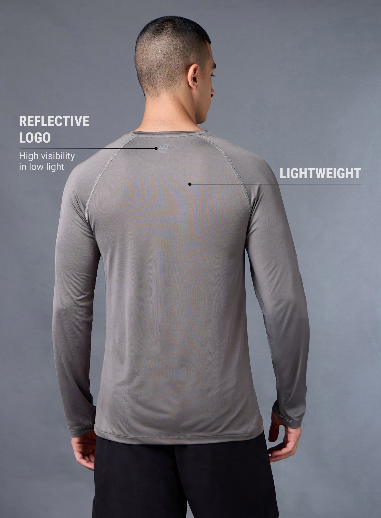 Men's Grey Base Layer Run Full Sleeve Slim Fit T-shirt