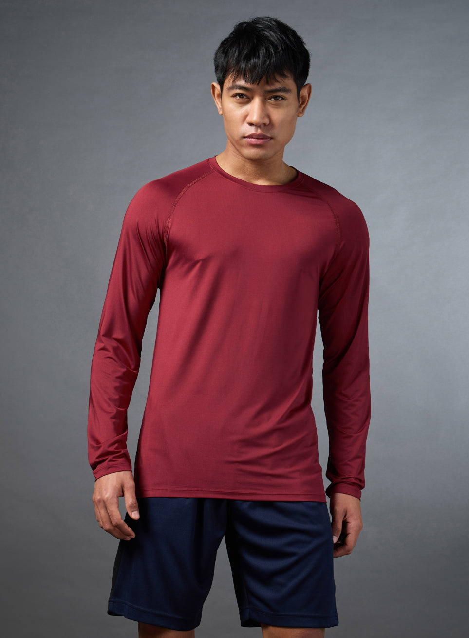 Men's Maroon Base Layer Run Full Sleeve Slim Fit T-shirt