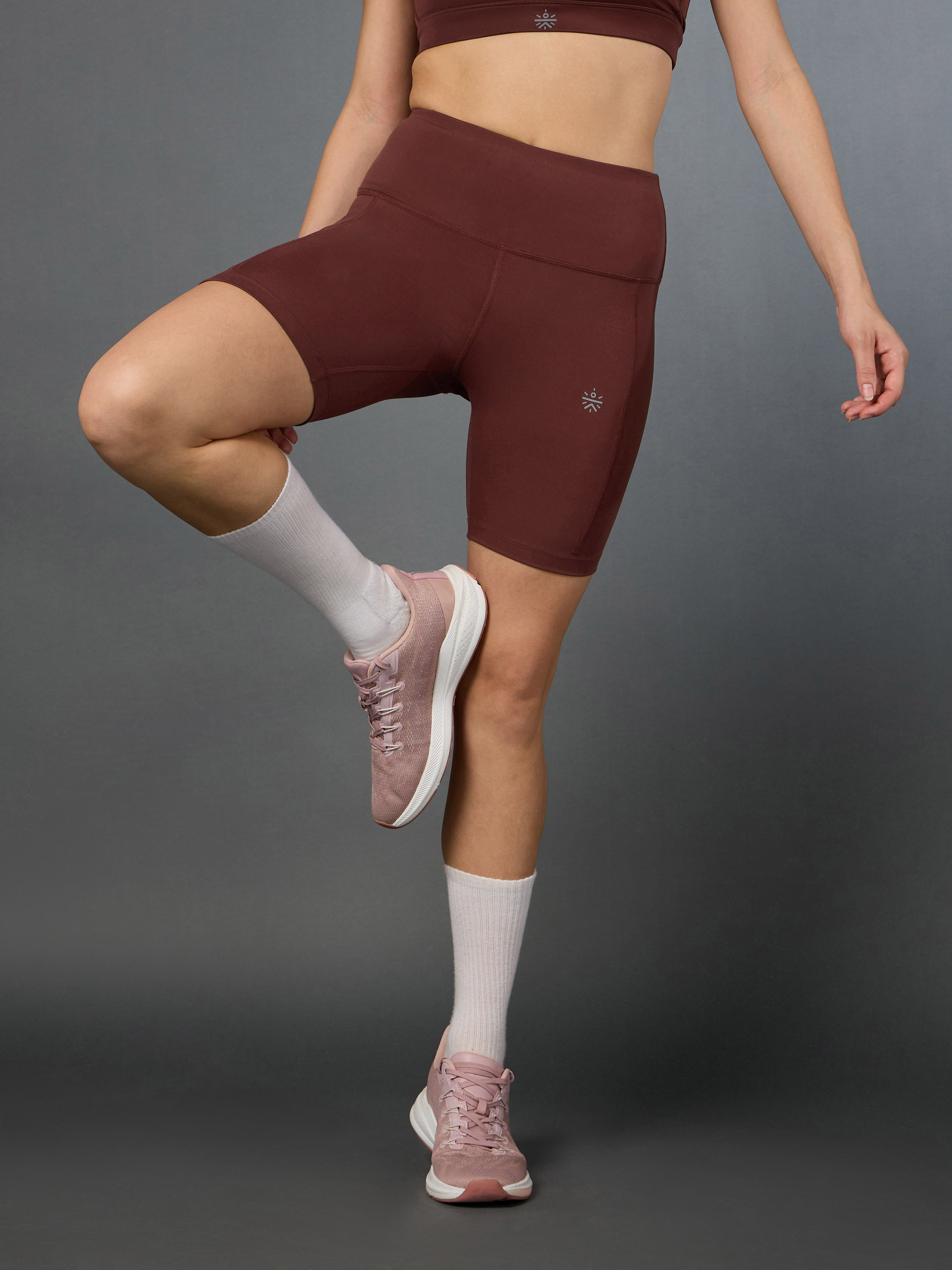 Women's Brown Performance Biker Shorts
