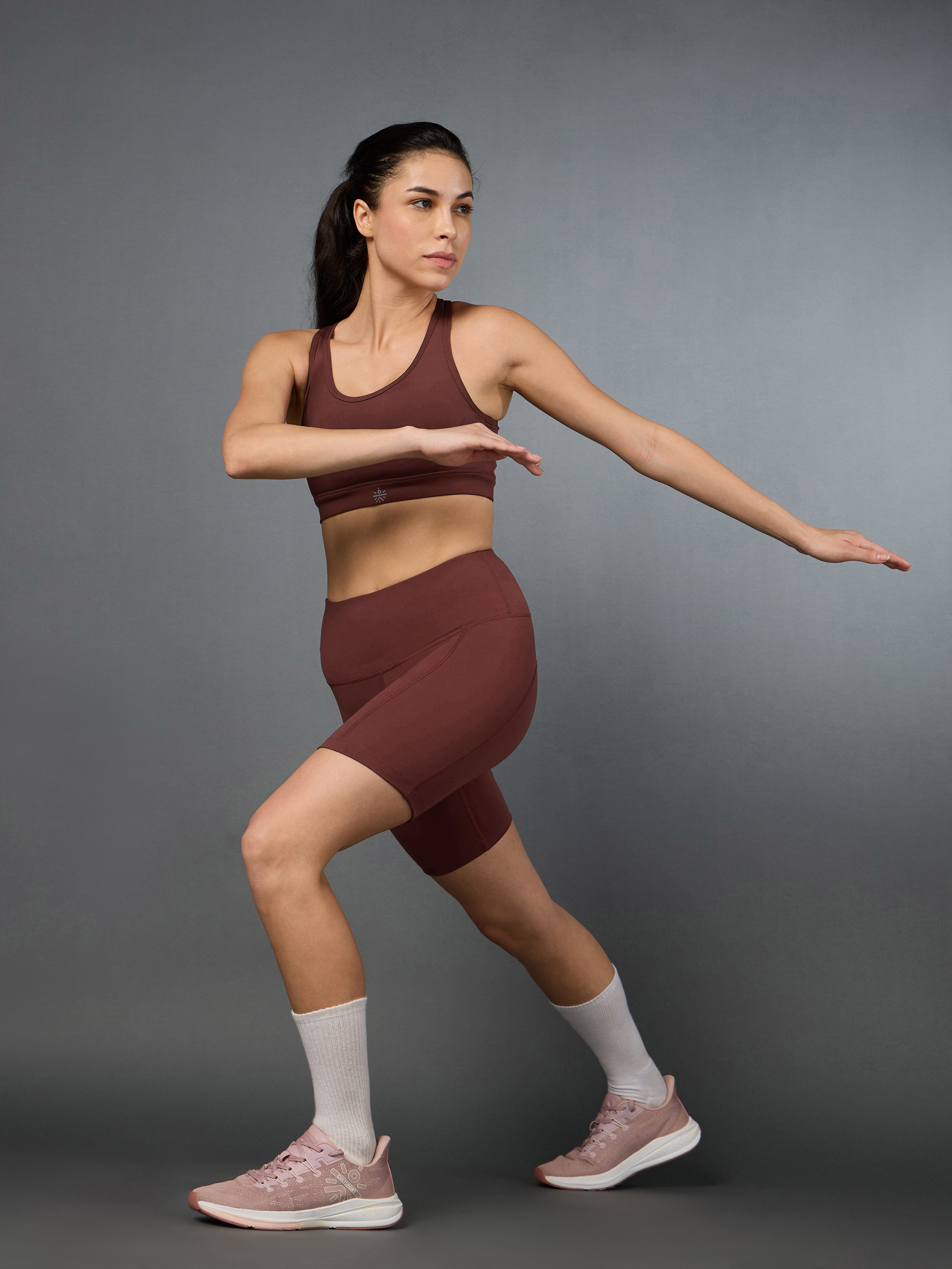 Women's Brown Performance Biker Shorts