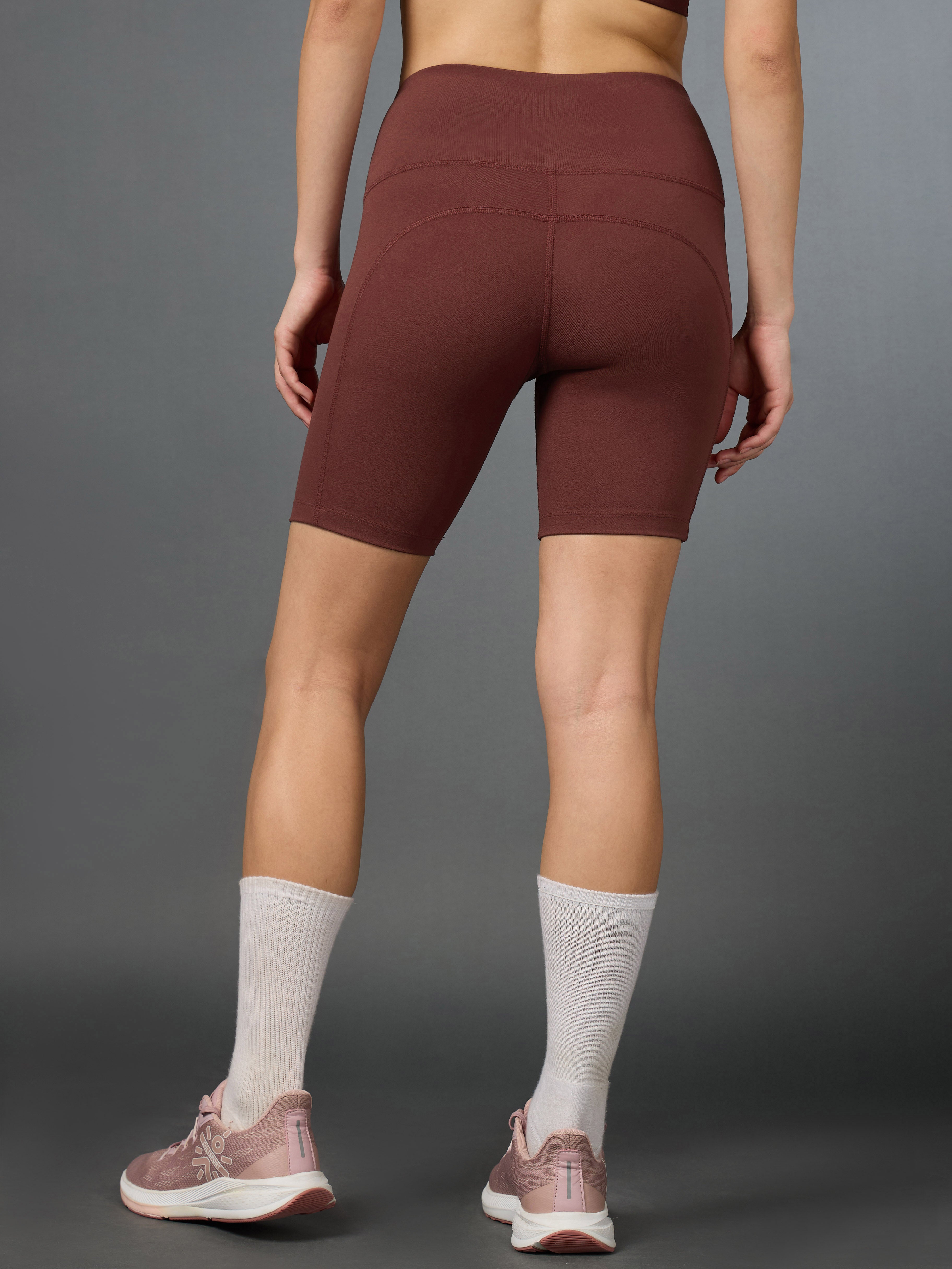 Women's Brown Performance Biker Shorts