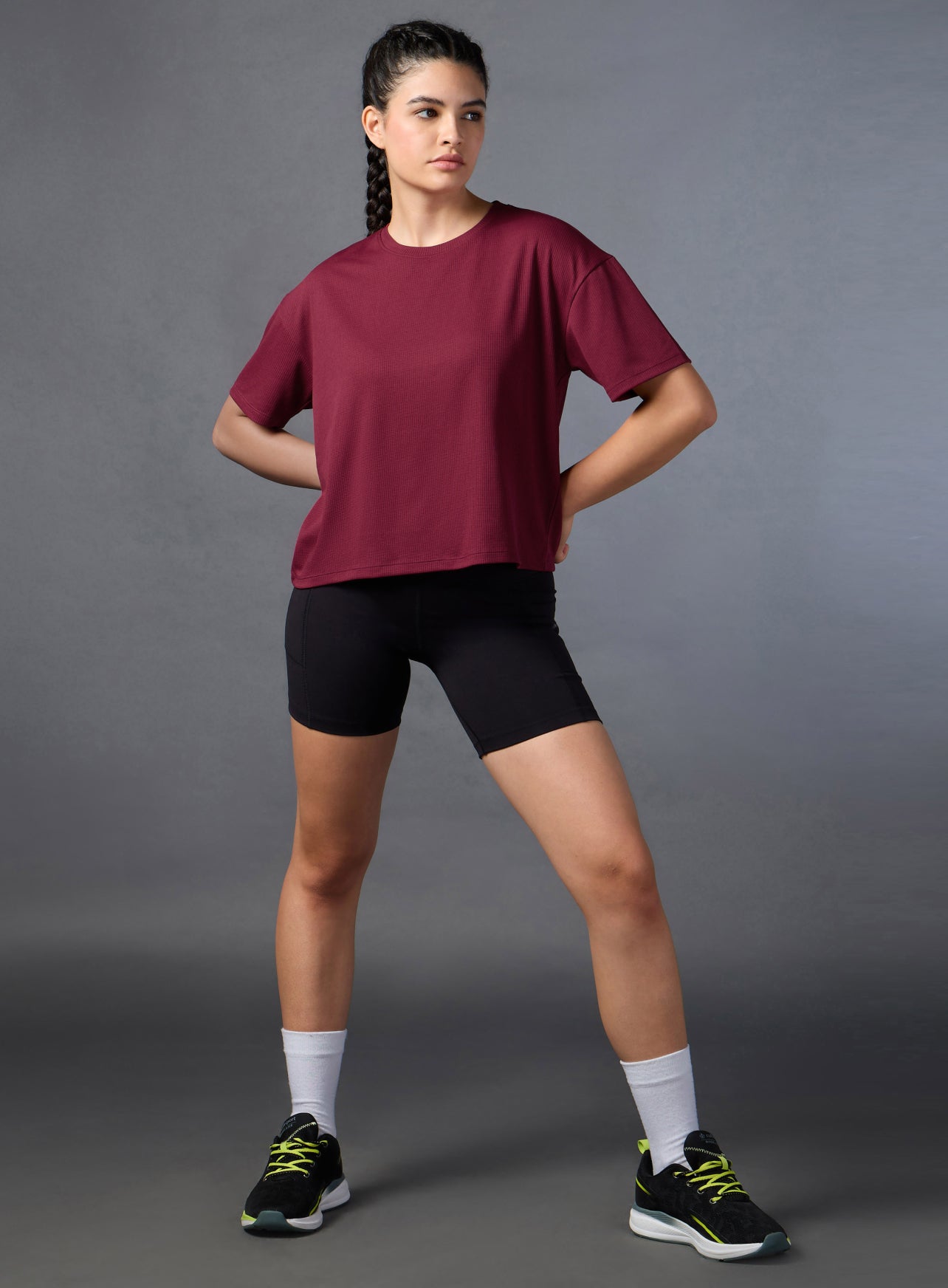 Women's Maroon Cropped T-shirt