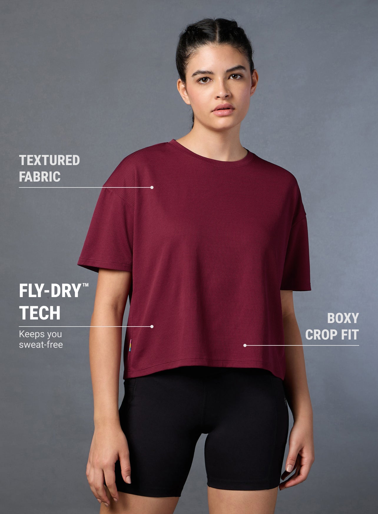 Women's Maroon Cropped T-shirt