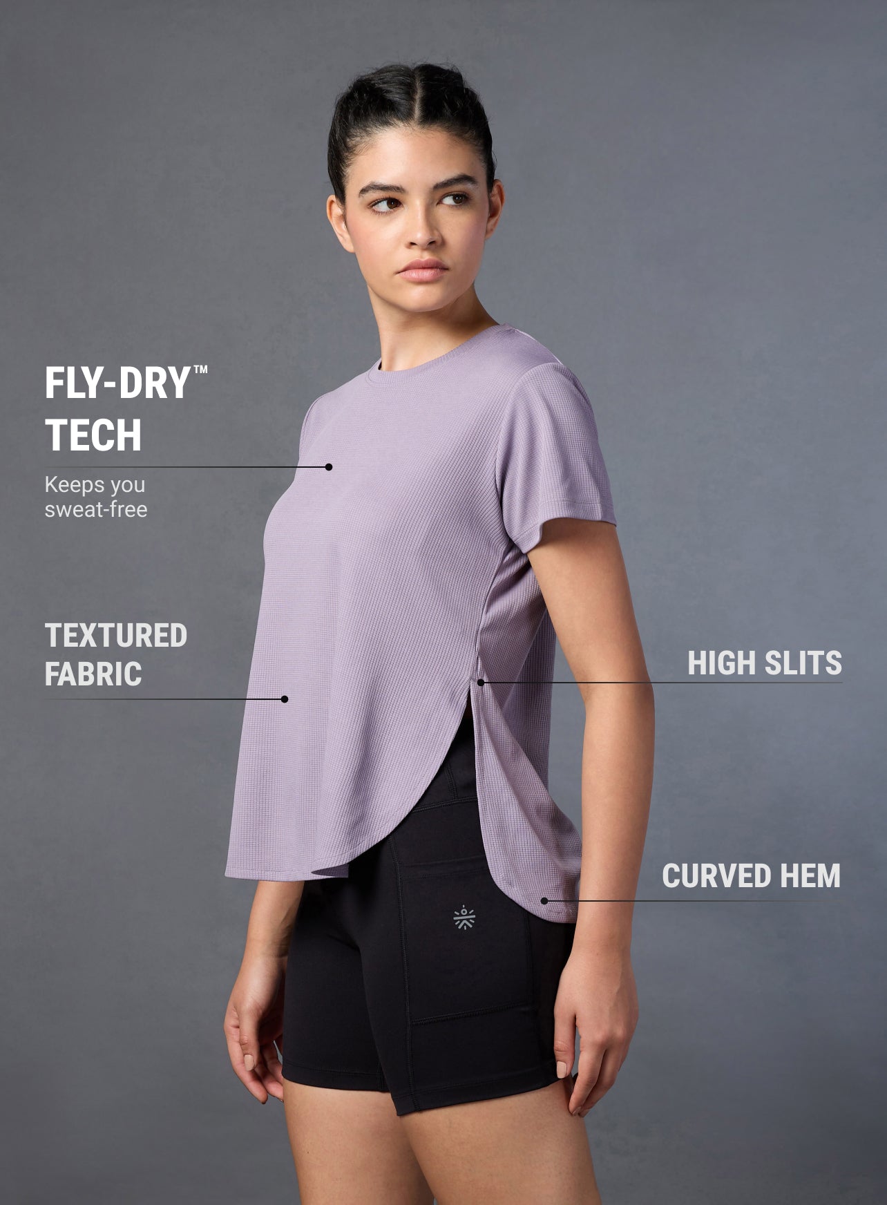 Women's Lavender Running Longline T-shirt