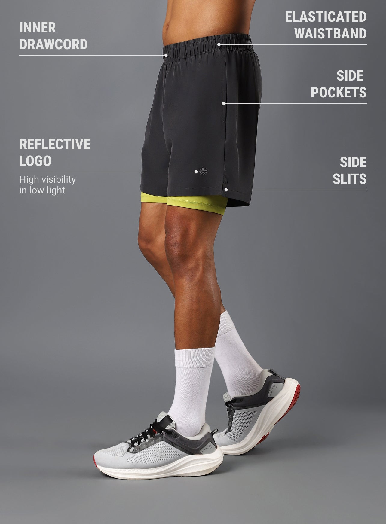 Men's Dark Grey Run Elevate Shorts