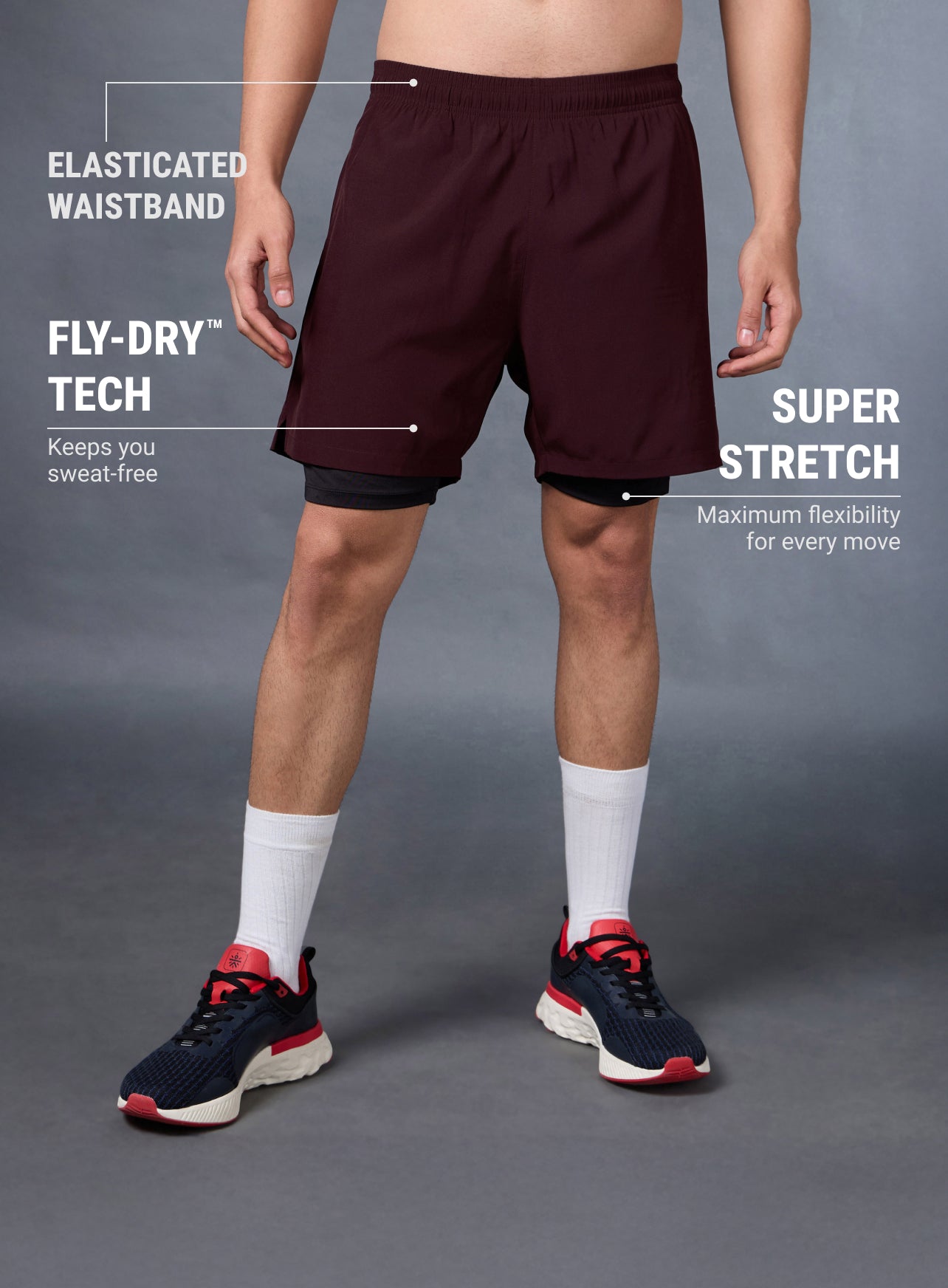 Men's Run Elevate Maroon Integrated Shorts