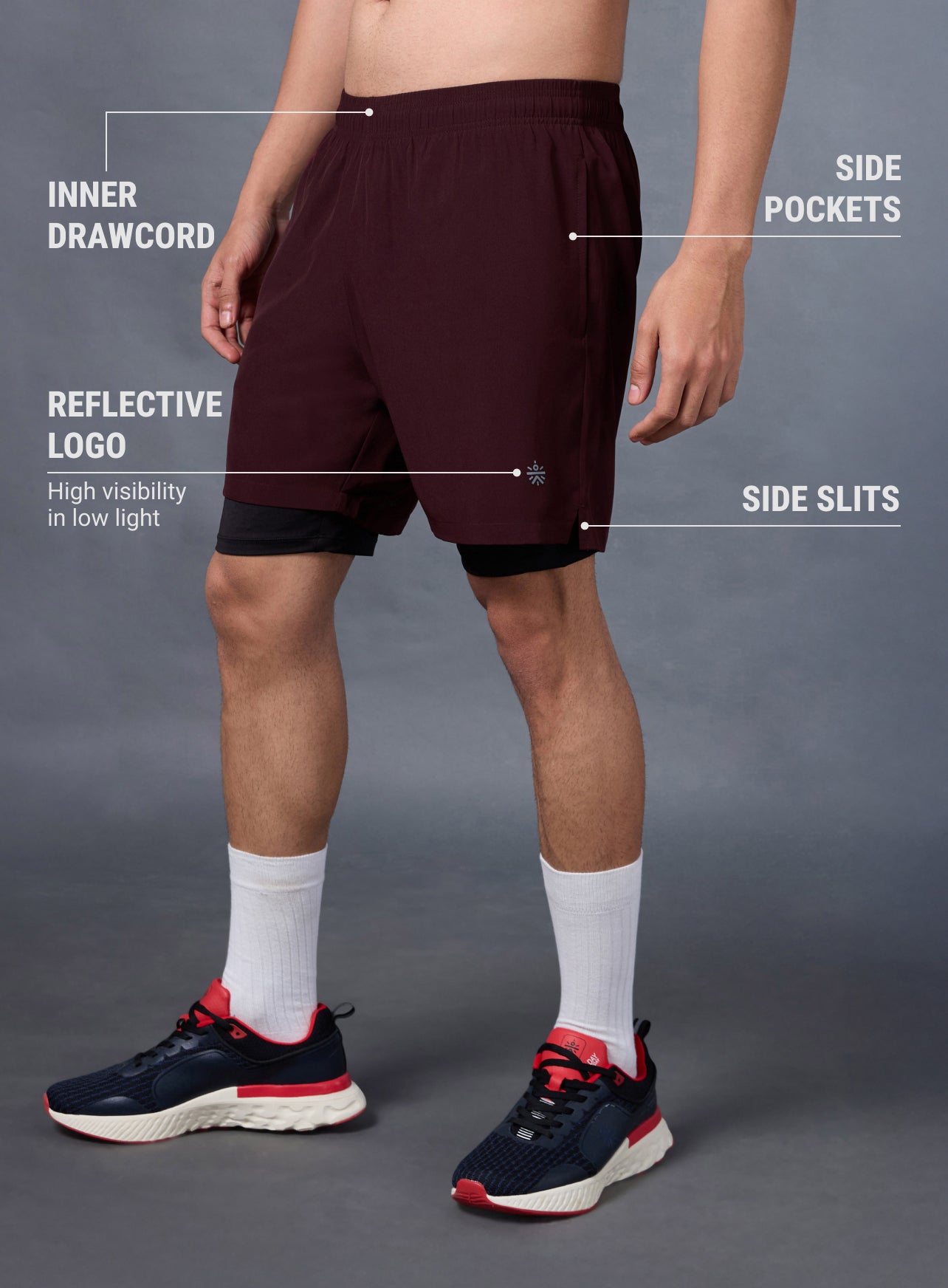 Men's Run Elevate Maroon Integrated Shorts