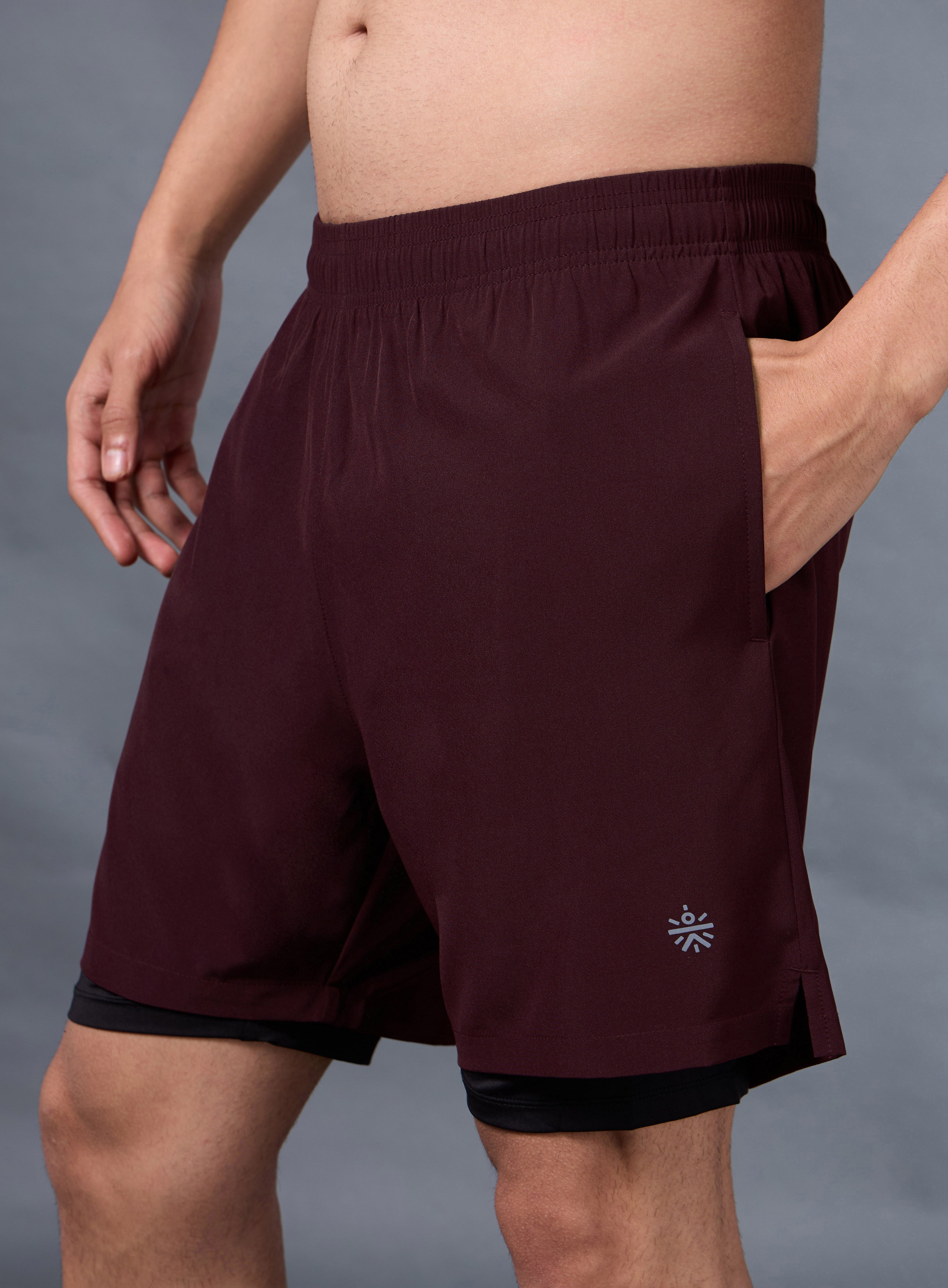 Men's Run Elevate Maroon Integrated Shorts