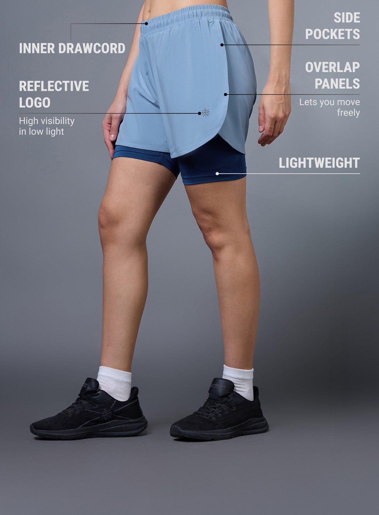 Women's Blue Pro Running Shorts