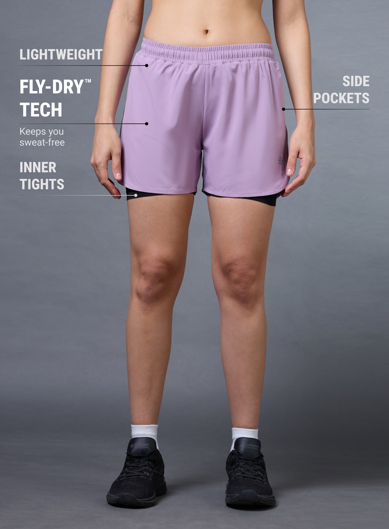 Women's Lavender Pro Running Shorts