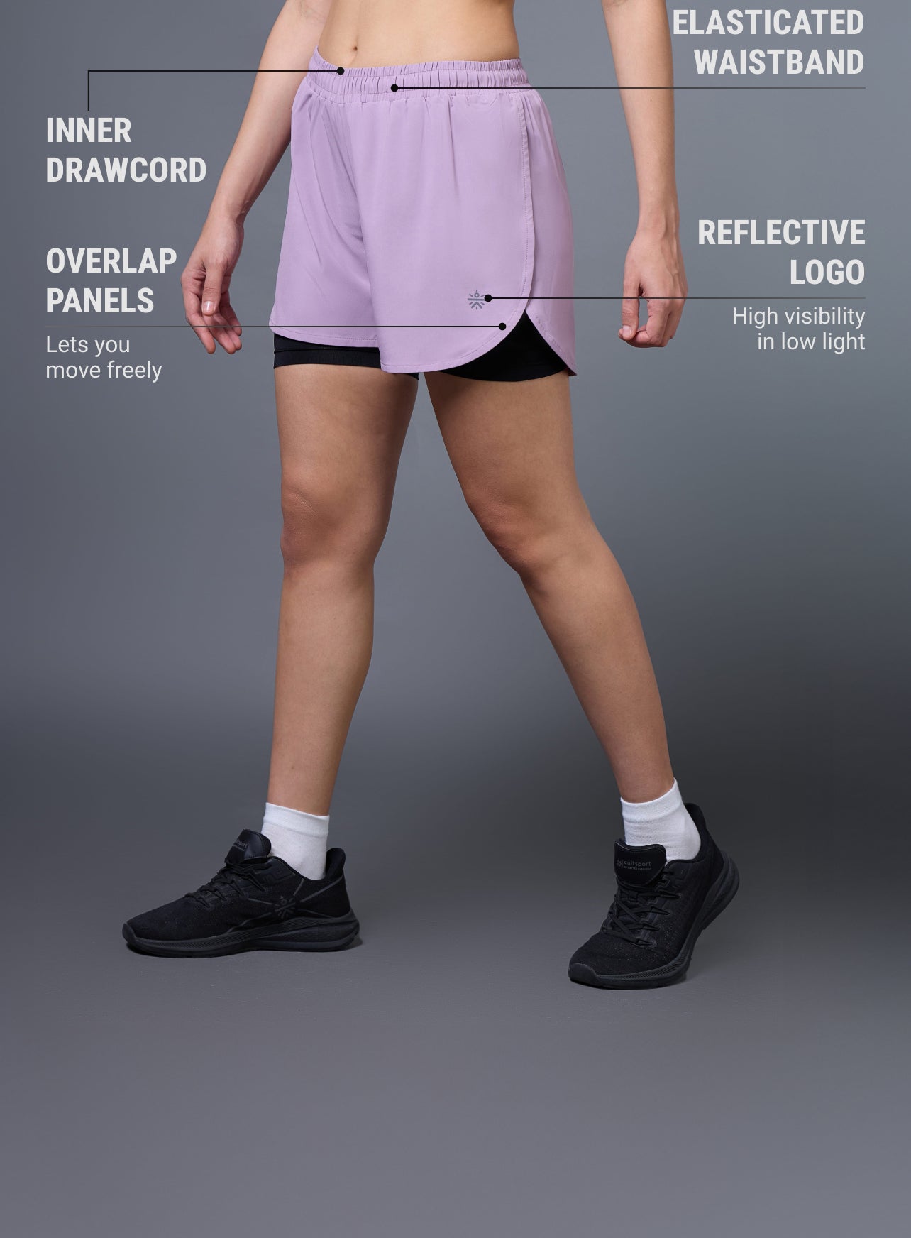Women's Lavender Pro Running Shorts