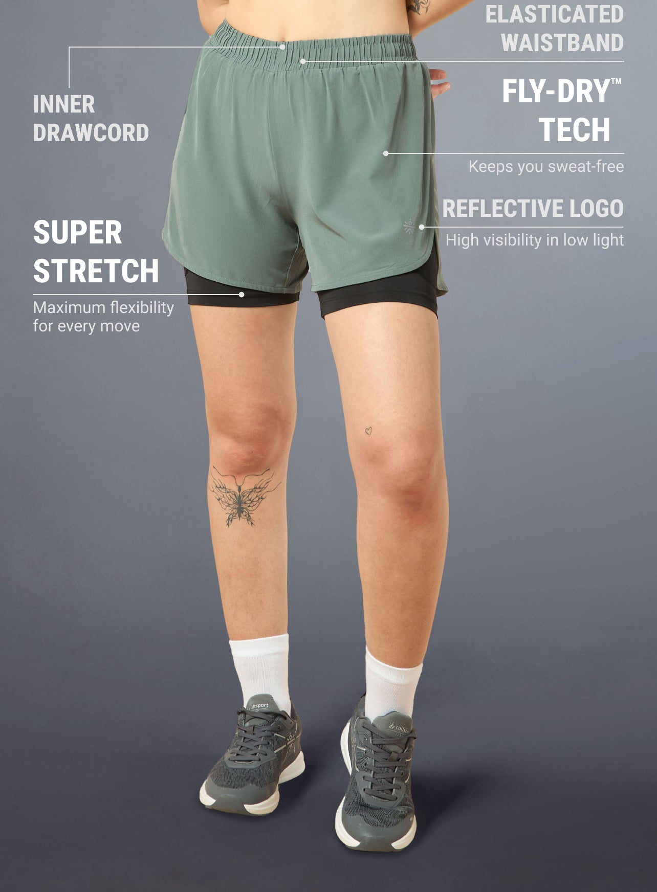 Women's High Spirit Olive Integrated Shorts