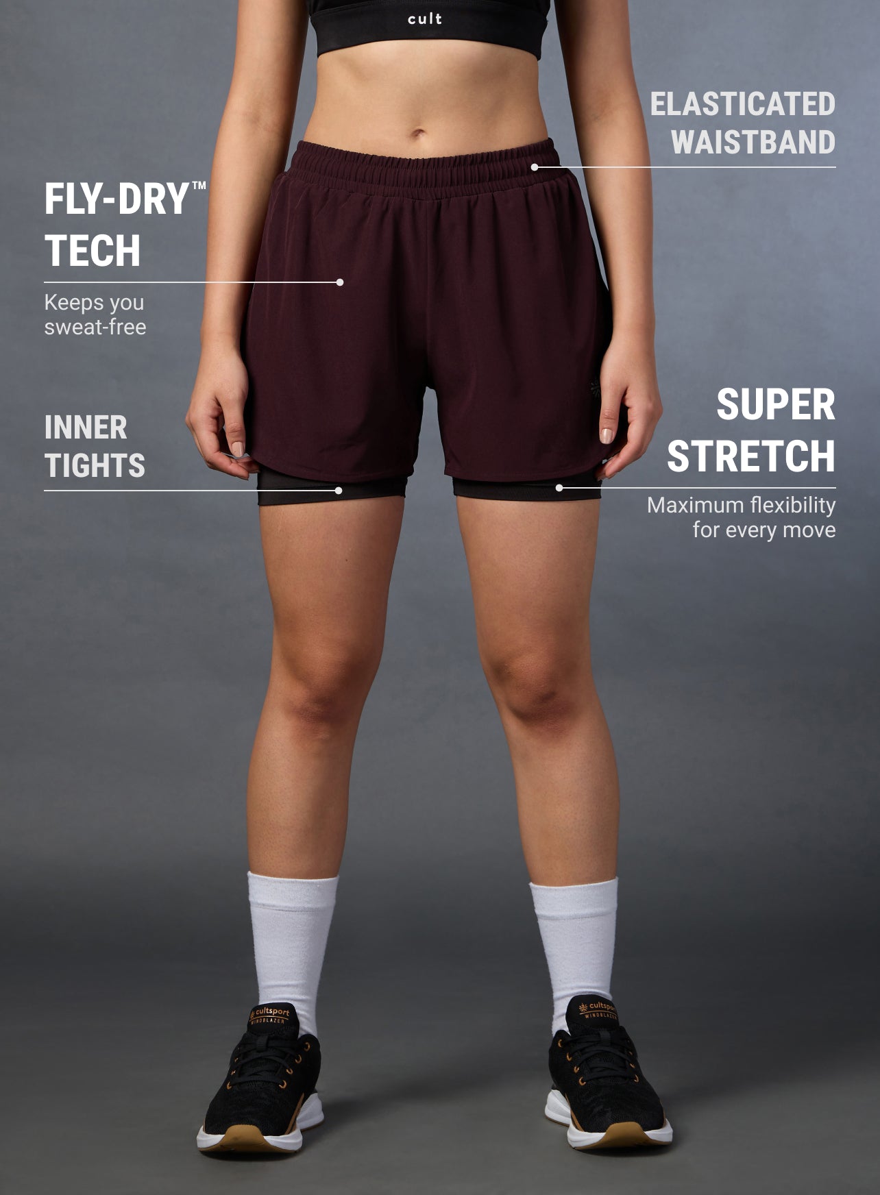 Women's High Spirit Deep Maroon Integrated Shorts