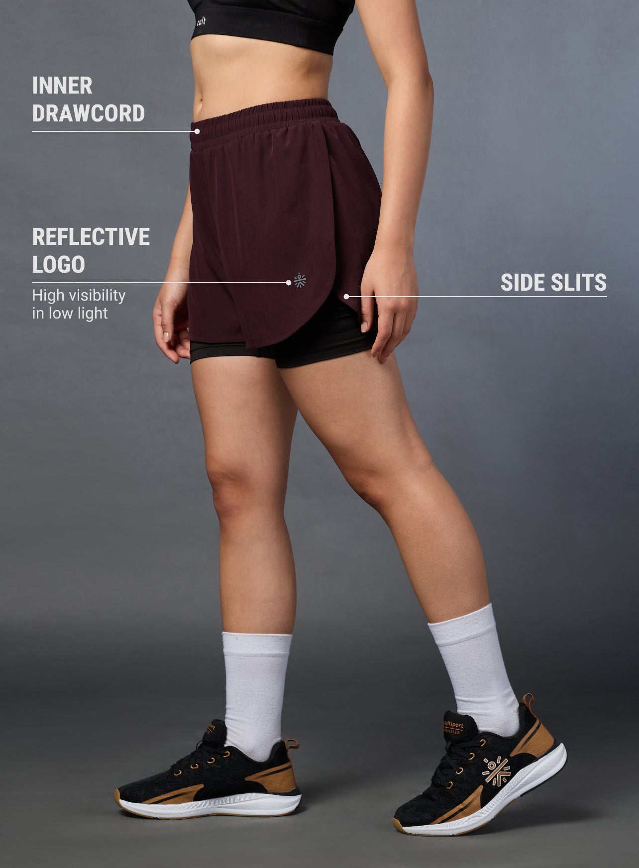 Women's High Spirit Deep Maroon Integrated Shorts