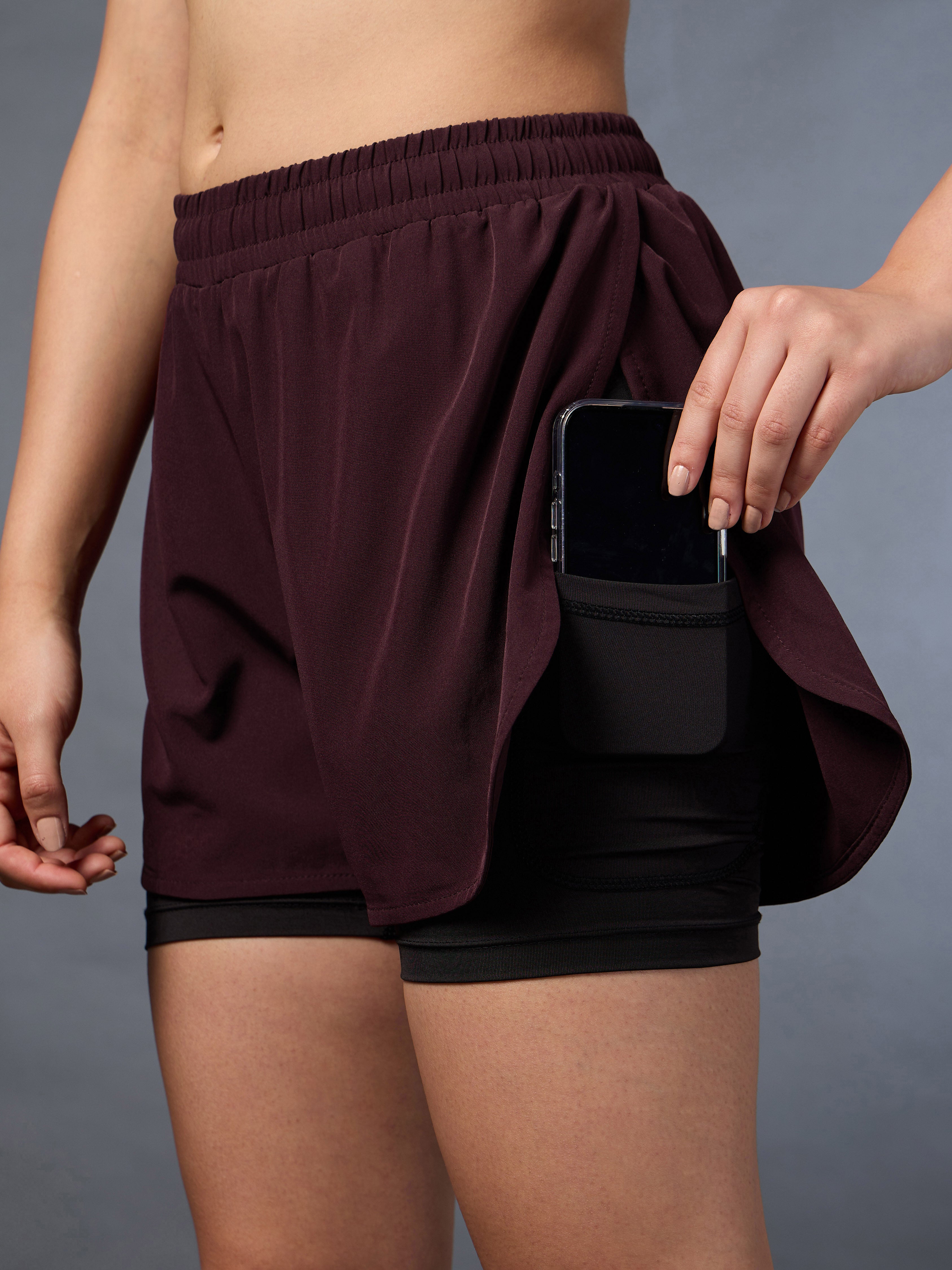 Women's High Spirit Deep Maroon Integrated Shorts