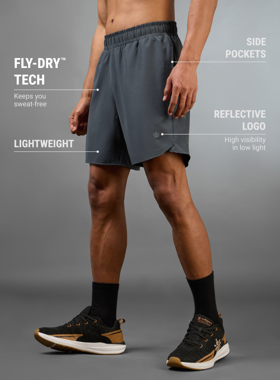 Men's Grey Iconic Running Shorts