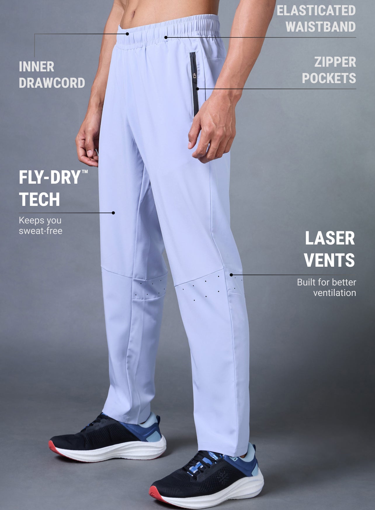 Men's Blue High Flex Training Performance Trackpants