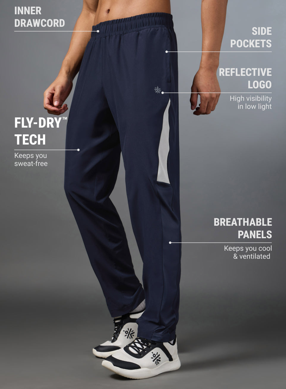 Men's Run Booster Navy Trackpants