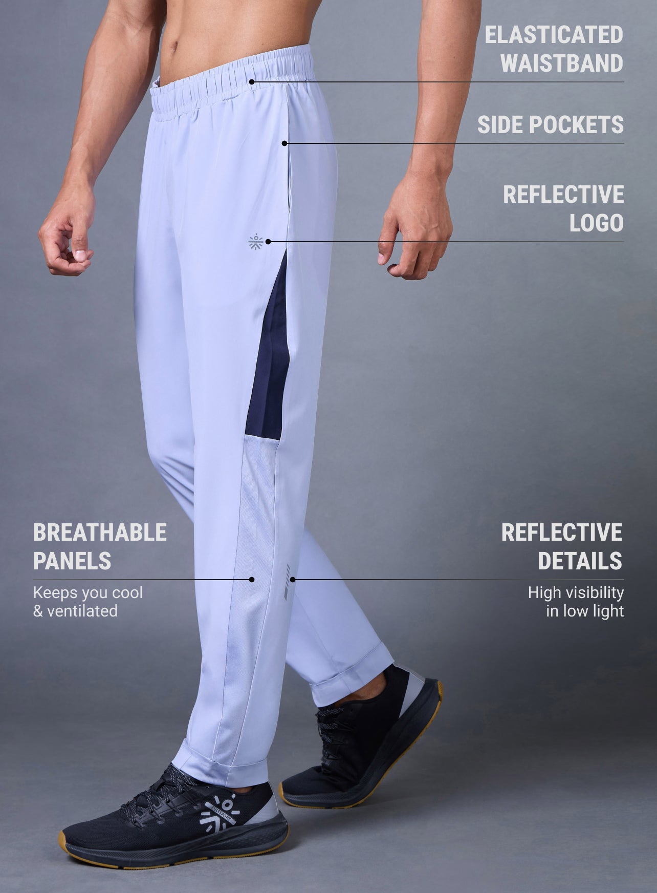 Men's Run Booster Blue Trackpants