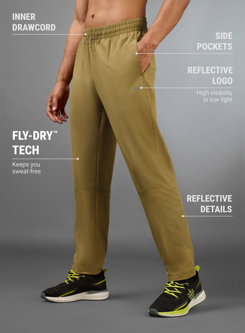Men's Khaki The Ultimate Running Trackpants