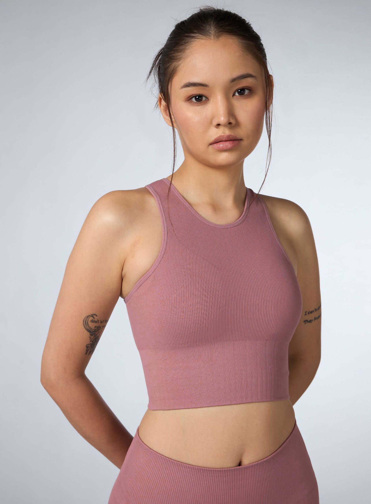 Women's Pink Versatile Cropped Top Seamless Medium Support Bra