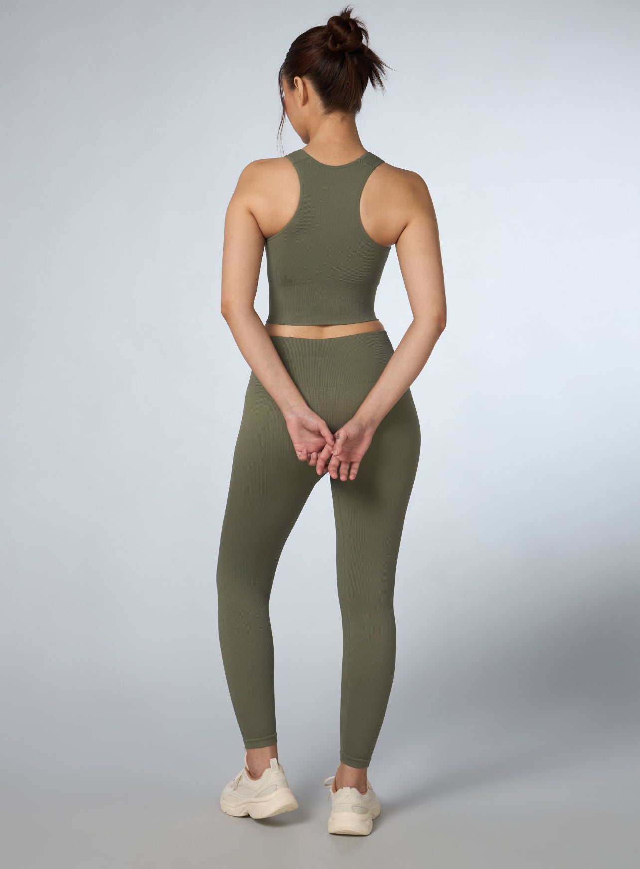 Women's Olive Versatile Cropped Top Seamless Medium Support Bra