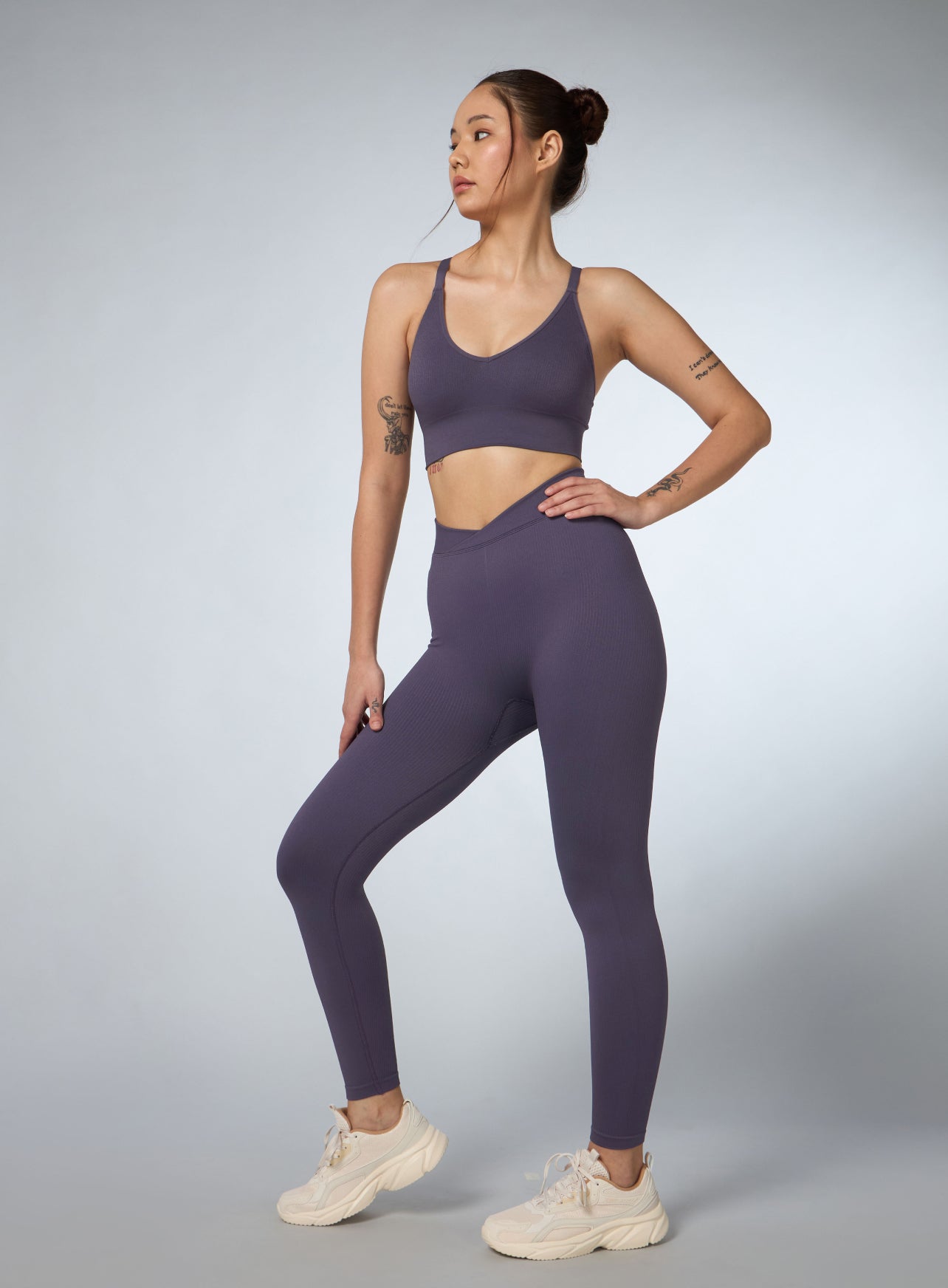 Women's Purple Cross Fit Seamless Medium Support Bra