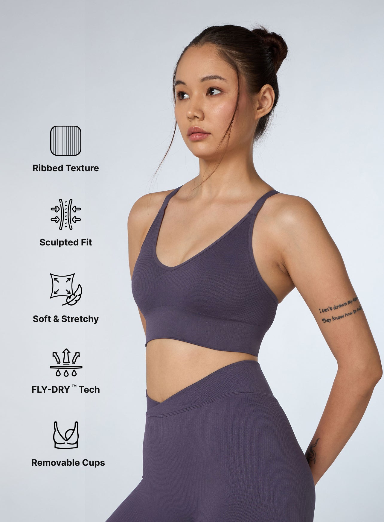 Women's Purple Cross Fit Seamless Medium Support Bra