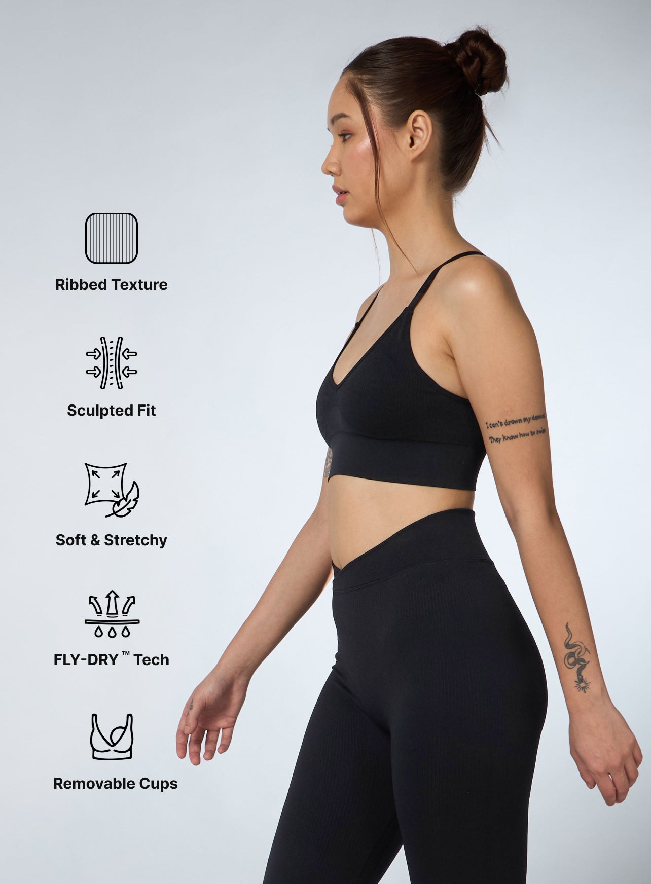 Women's Black Cross Fit Seamless Medium Support Bra