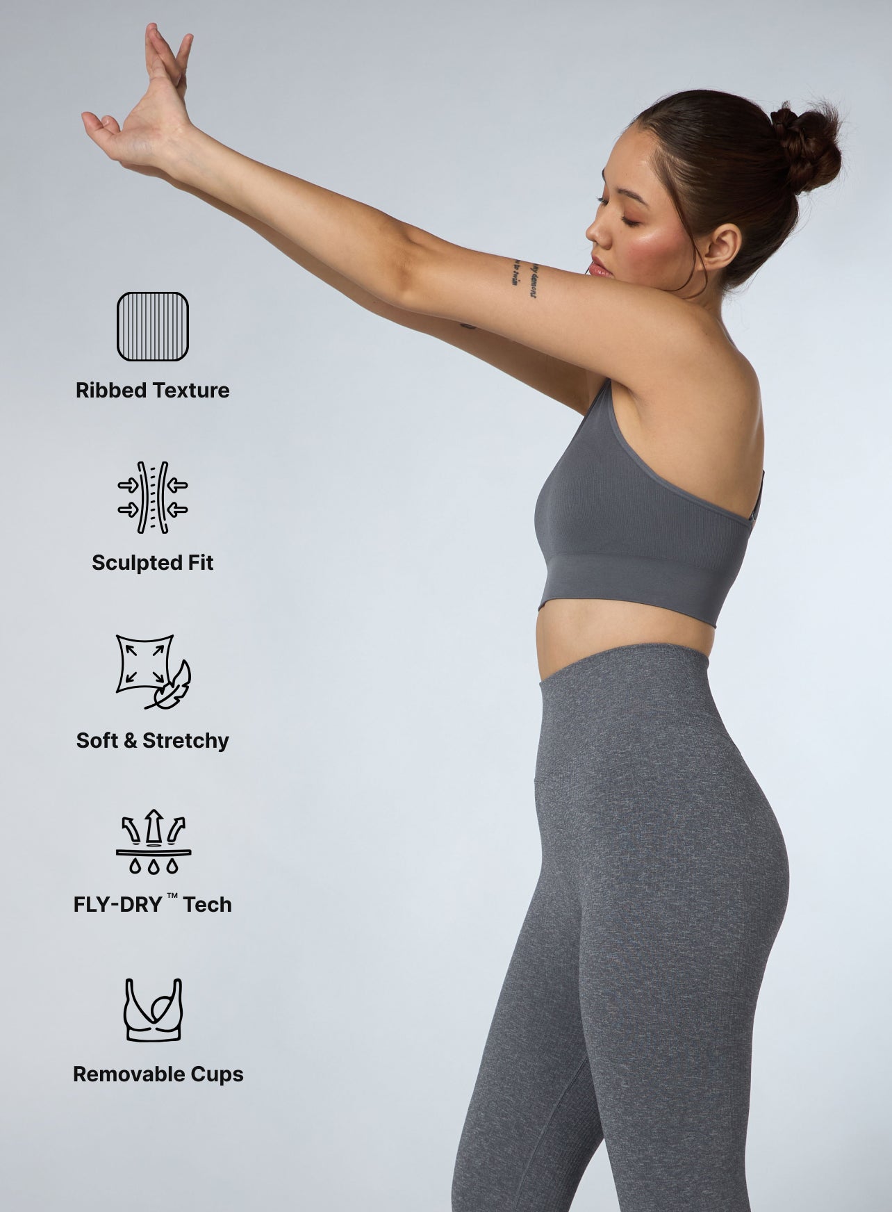 Women's Grey Kinetic Seamless Medium Support Bra