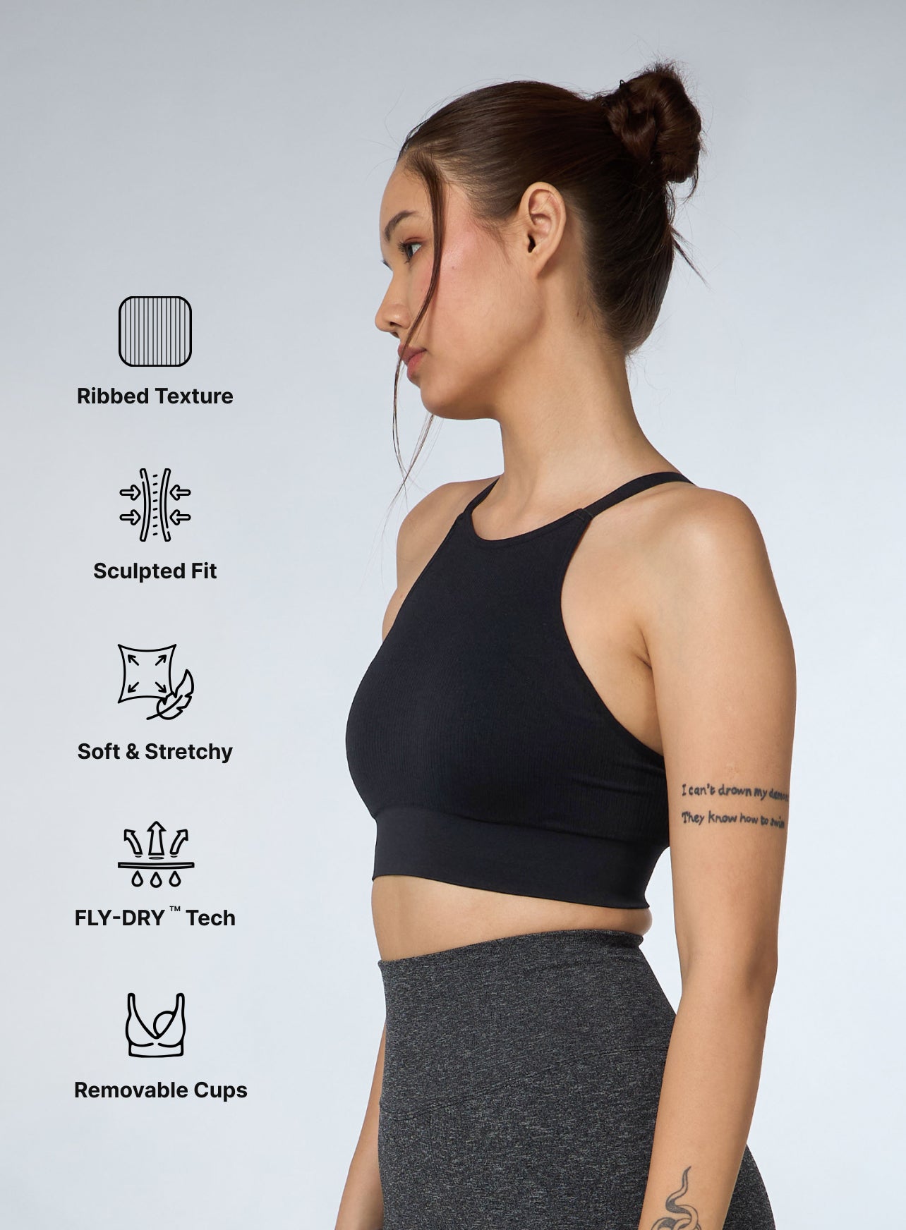 Women's Black Kinetic Seamless Medium Support Bra