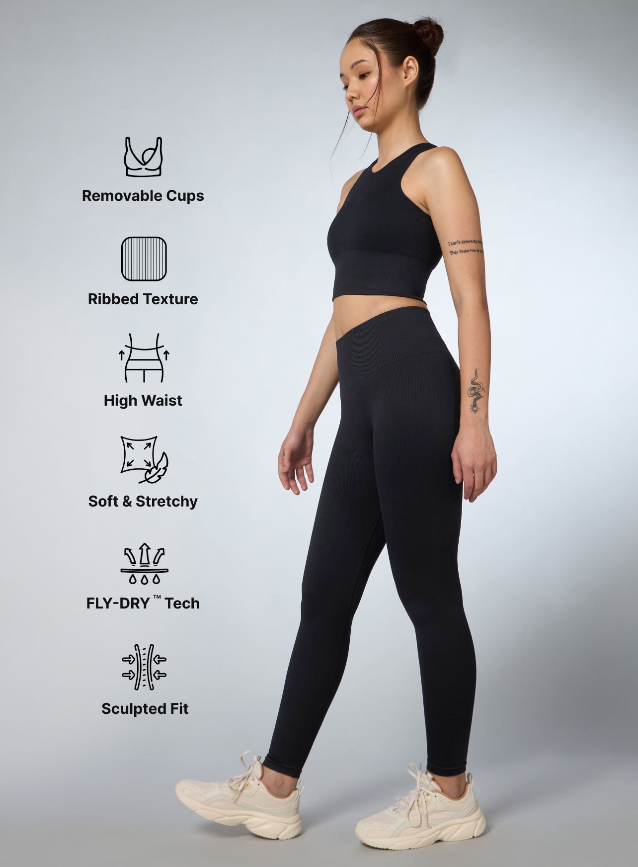 Women's Black Versatile Seamless Co-ord Set