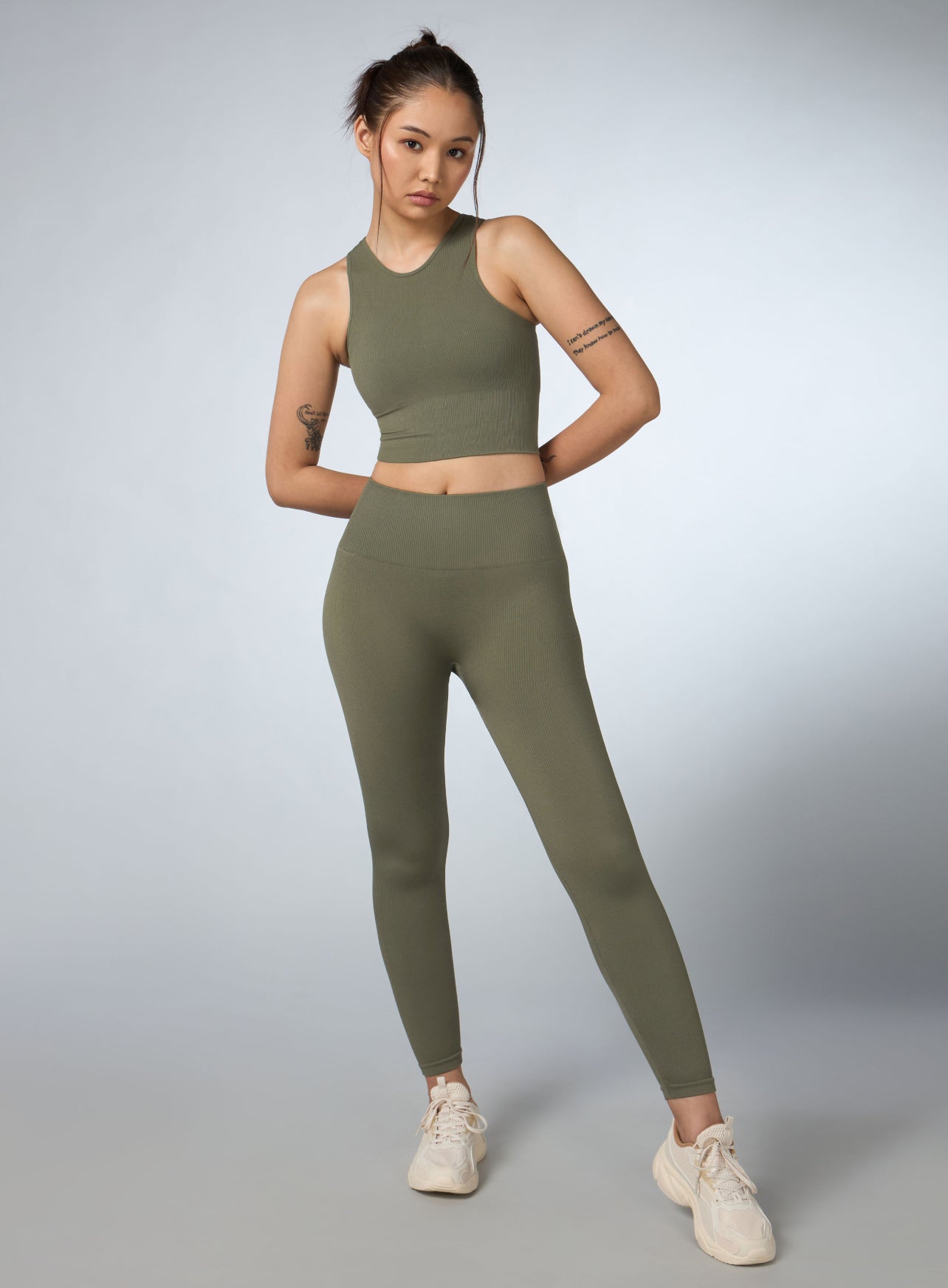 Women's Olive Versatile Seamless Co-ord Set