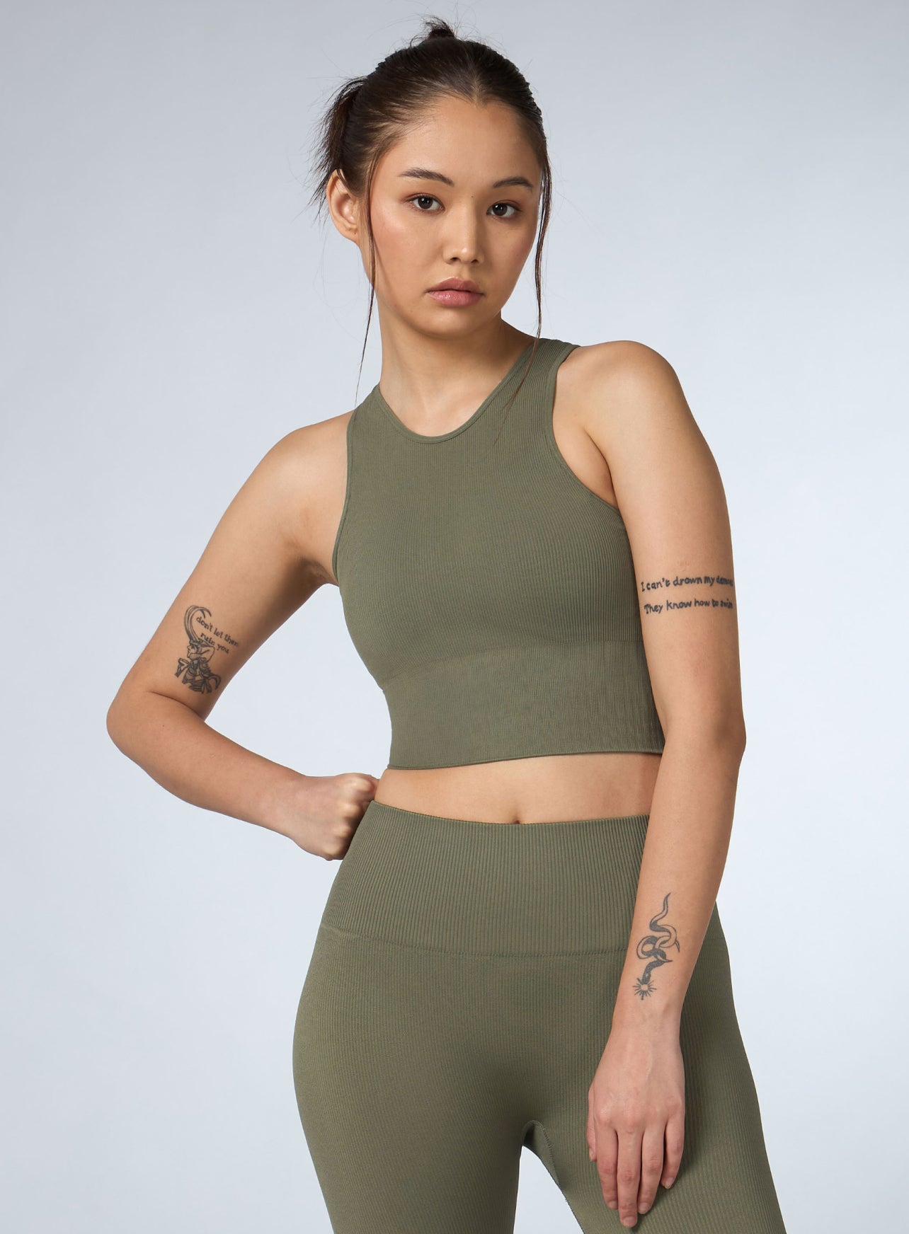 Women's Olive Versatile Seamless Co-ord Set