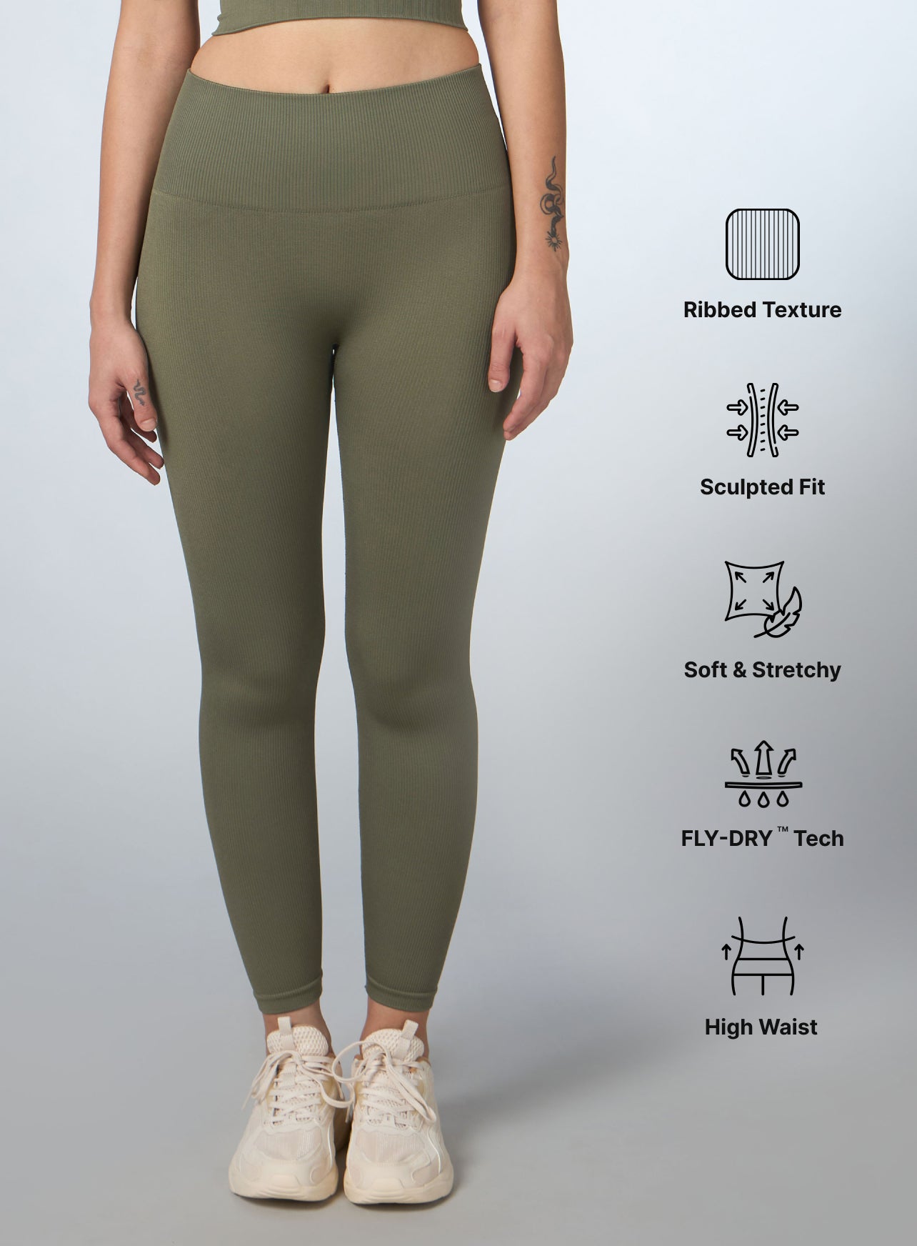 Women's Olive Versatile Seamless Tights