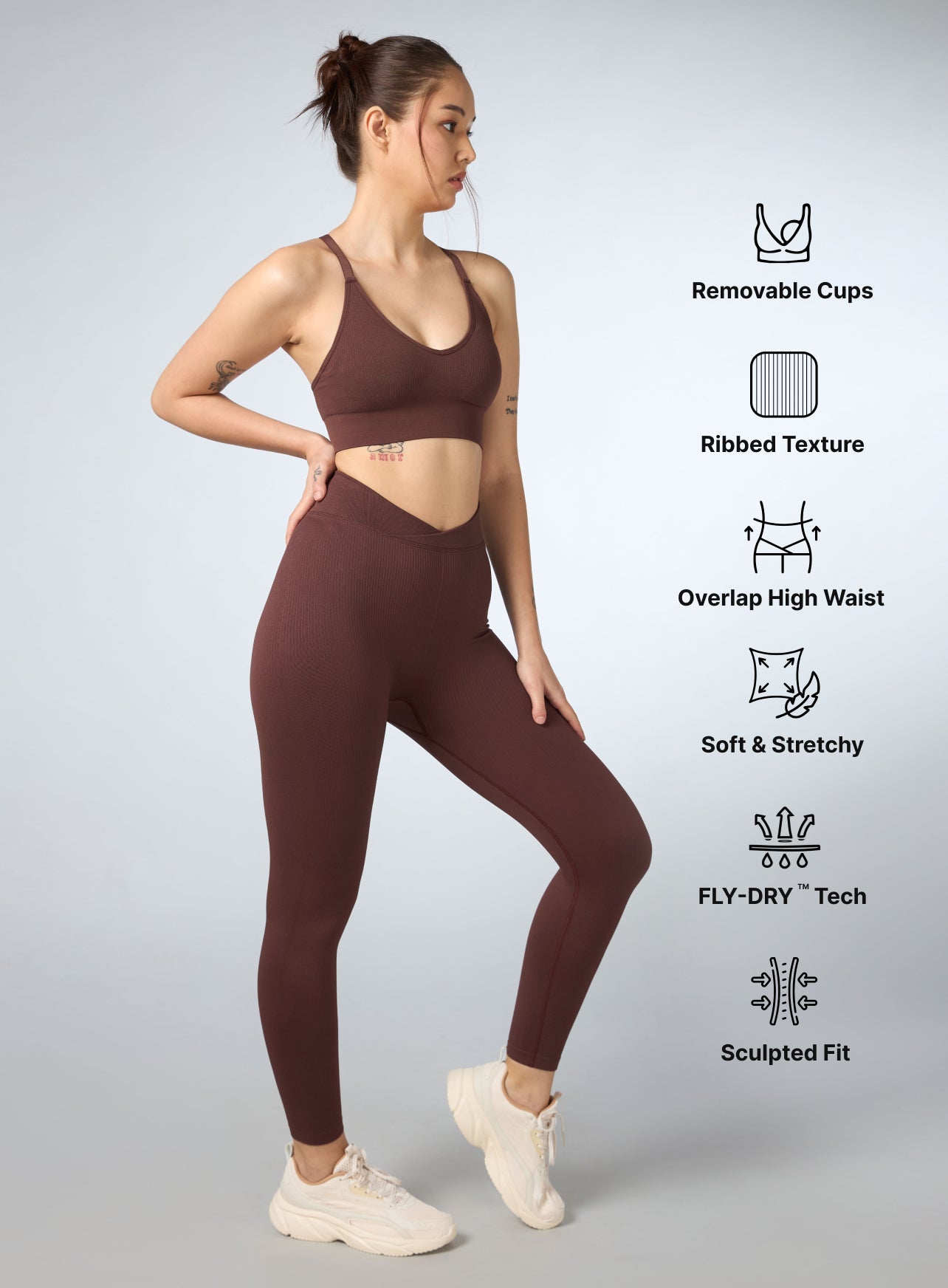 Women's Coffee Cross Fit Seamless Co-ord Set