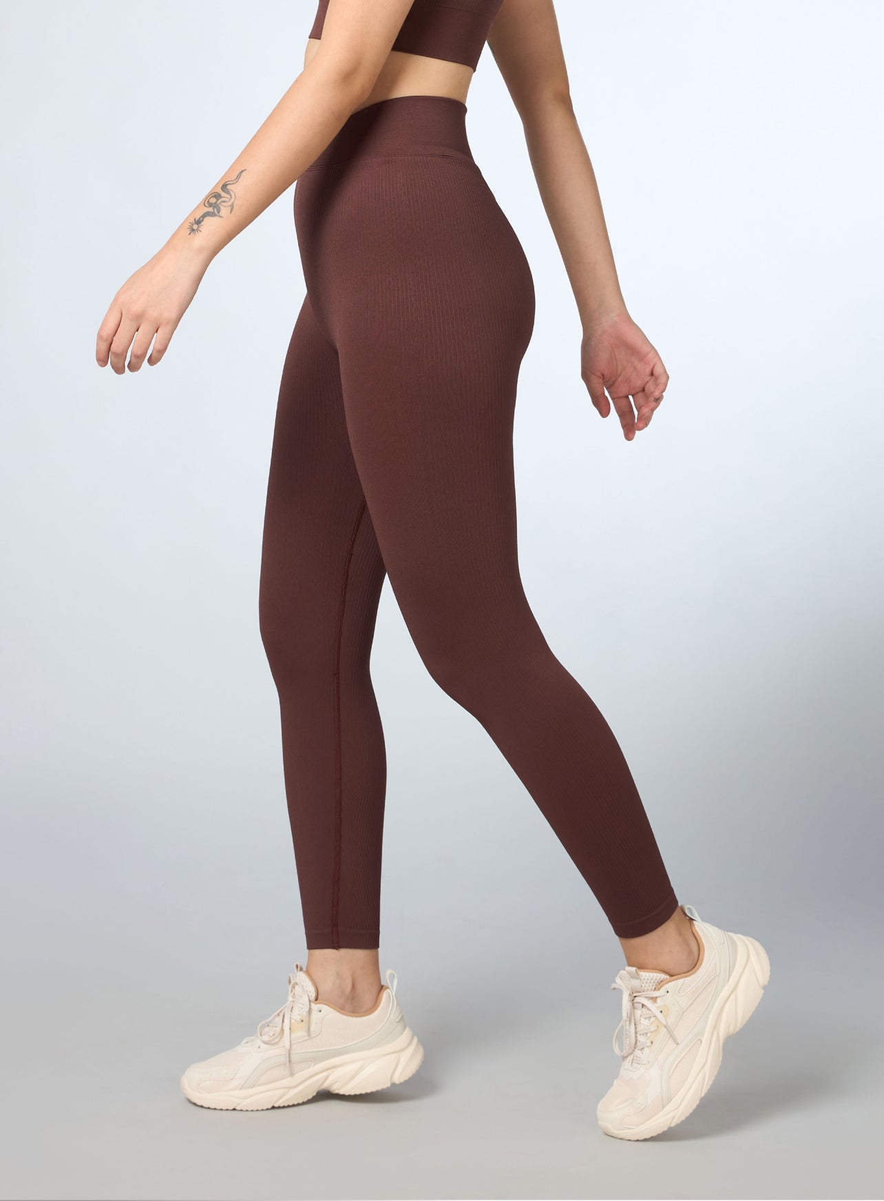 Women's Brown Cross Fit Seamless Tights