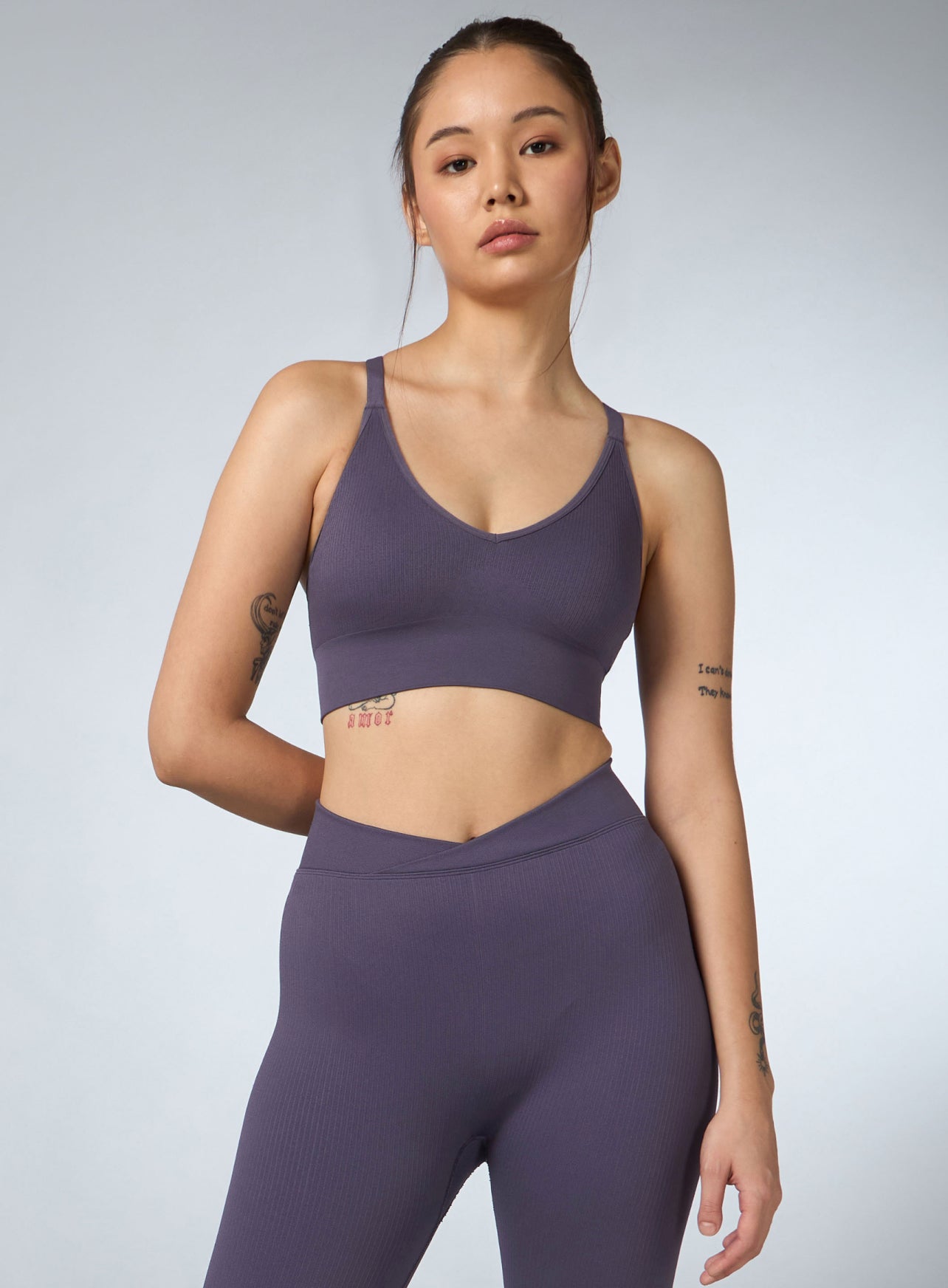 Women's Purple Cross Fit Seamless Co-ord Set