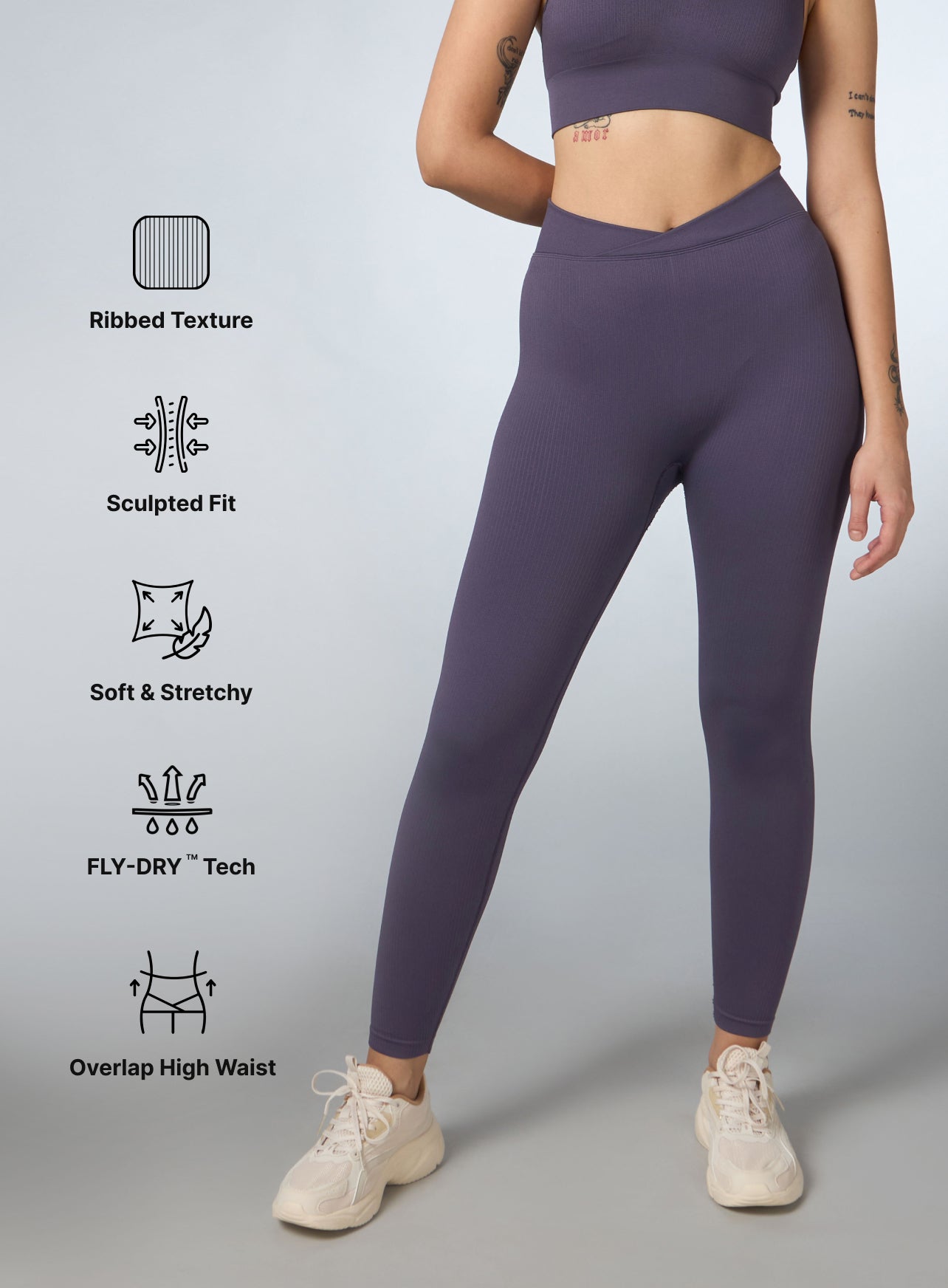 Women's Purple Cross Fit Seamless Tights