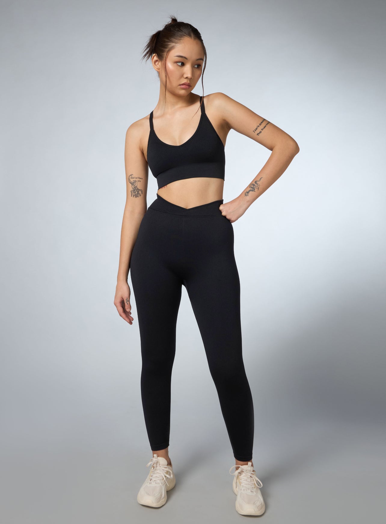 Women's Black Cross Fit Seamless Co-ord Set