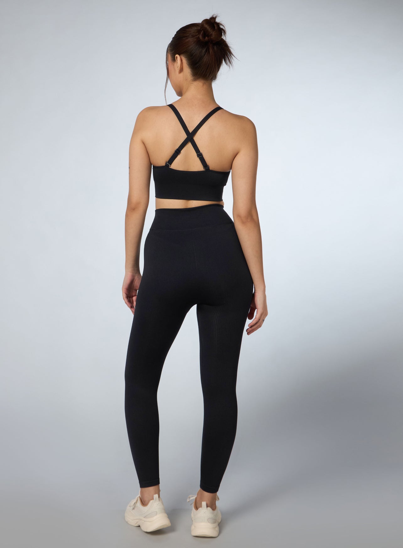 Women's Black Cross Fit Seamless Co-ord Set