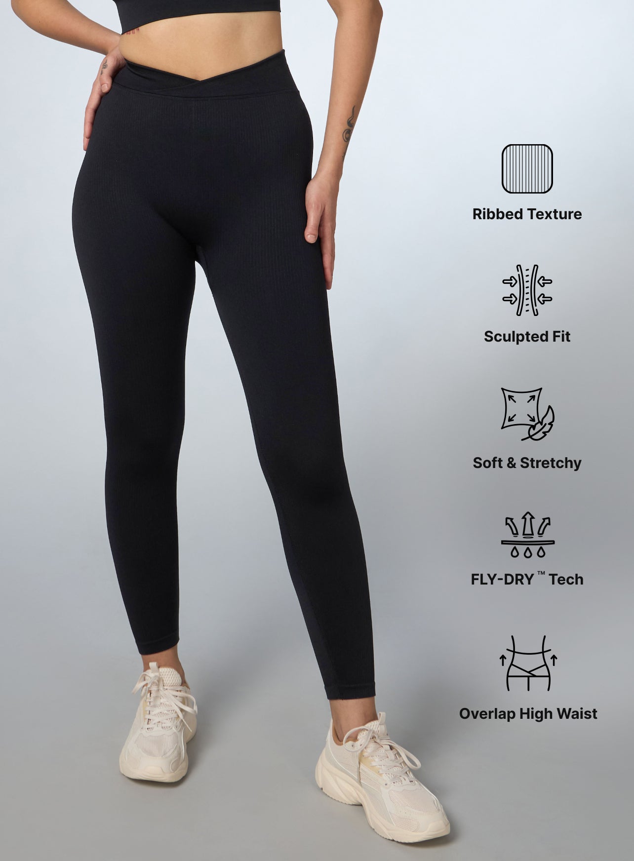 Women's Black Cross Fit Seamless Tights