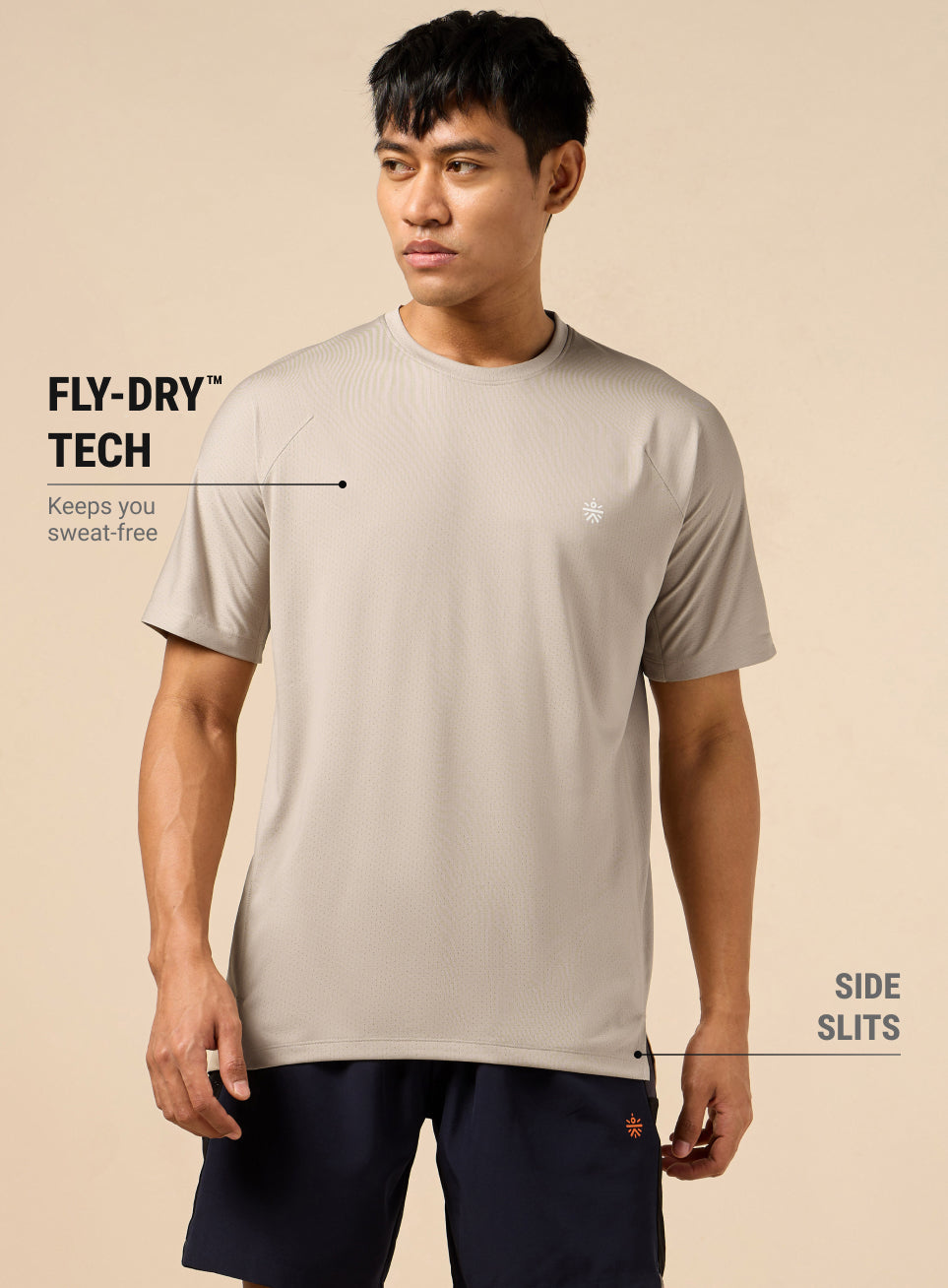Men's Beige Functional Training T-shirt