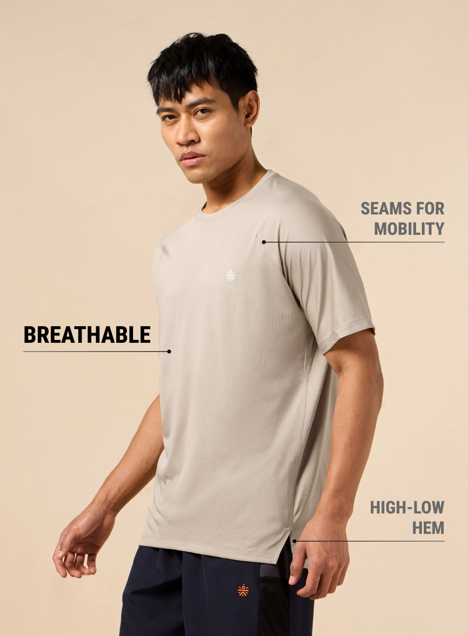 Men's Beige Functional Training T-shirt