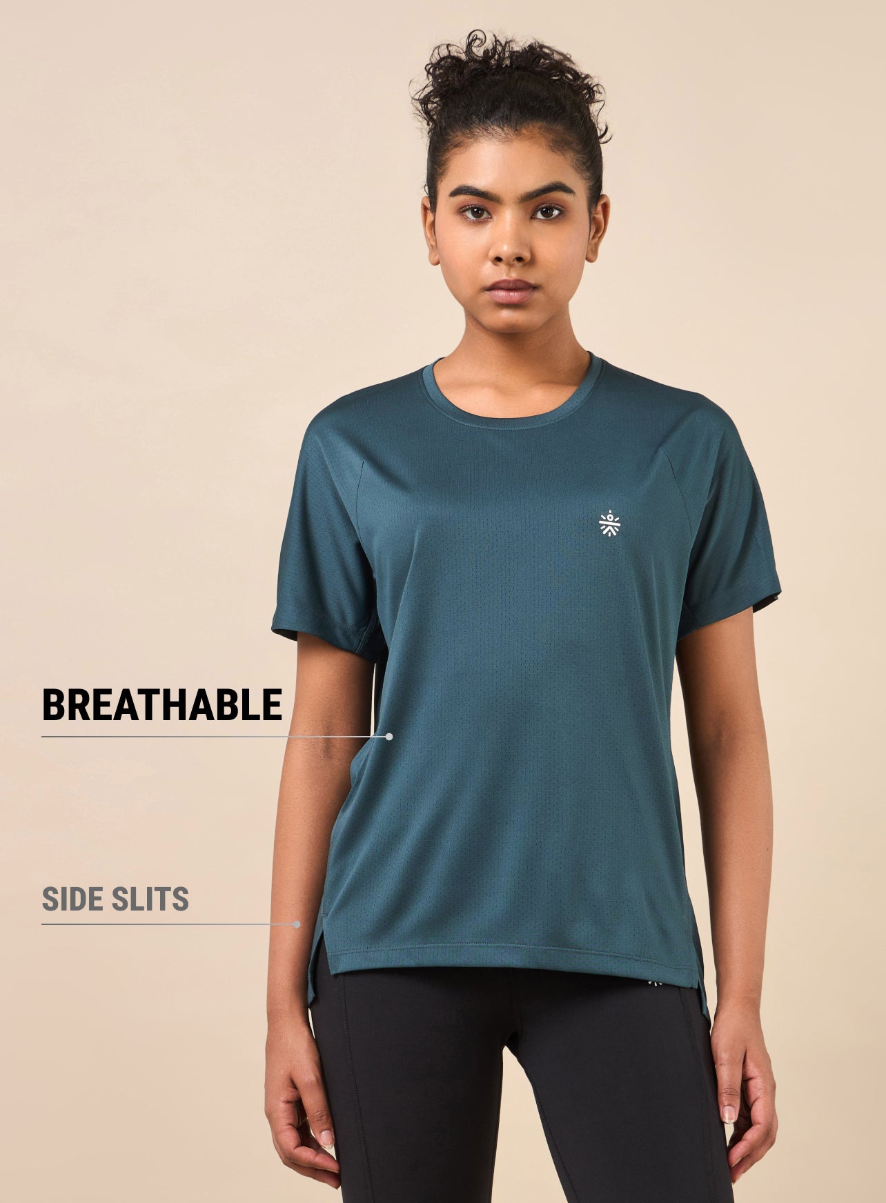 Women's Technical Knit Teal Run On T-shirt